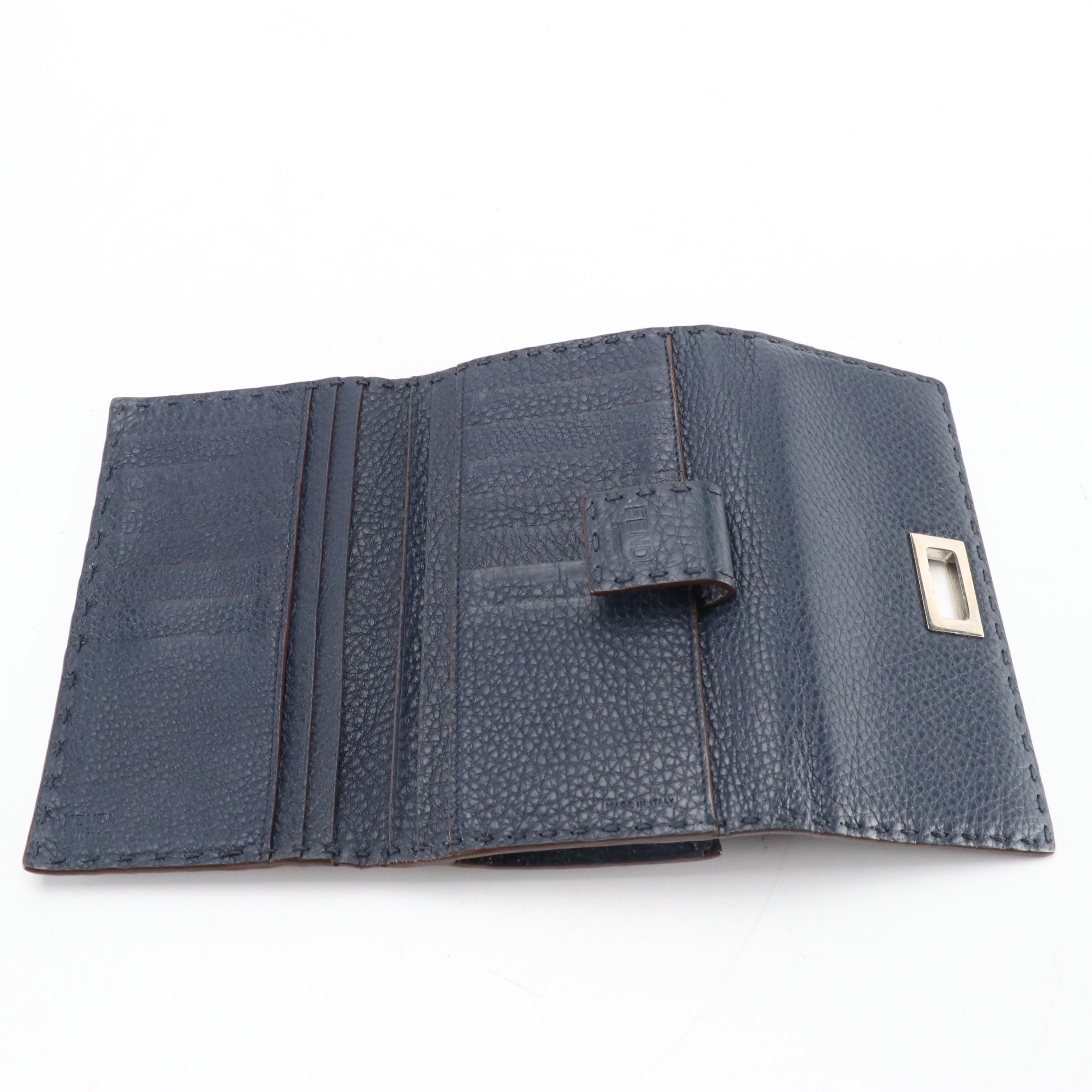 Fendi Peekaboo Wallet 8M0308 in Navy Selleria Leather