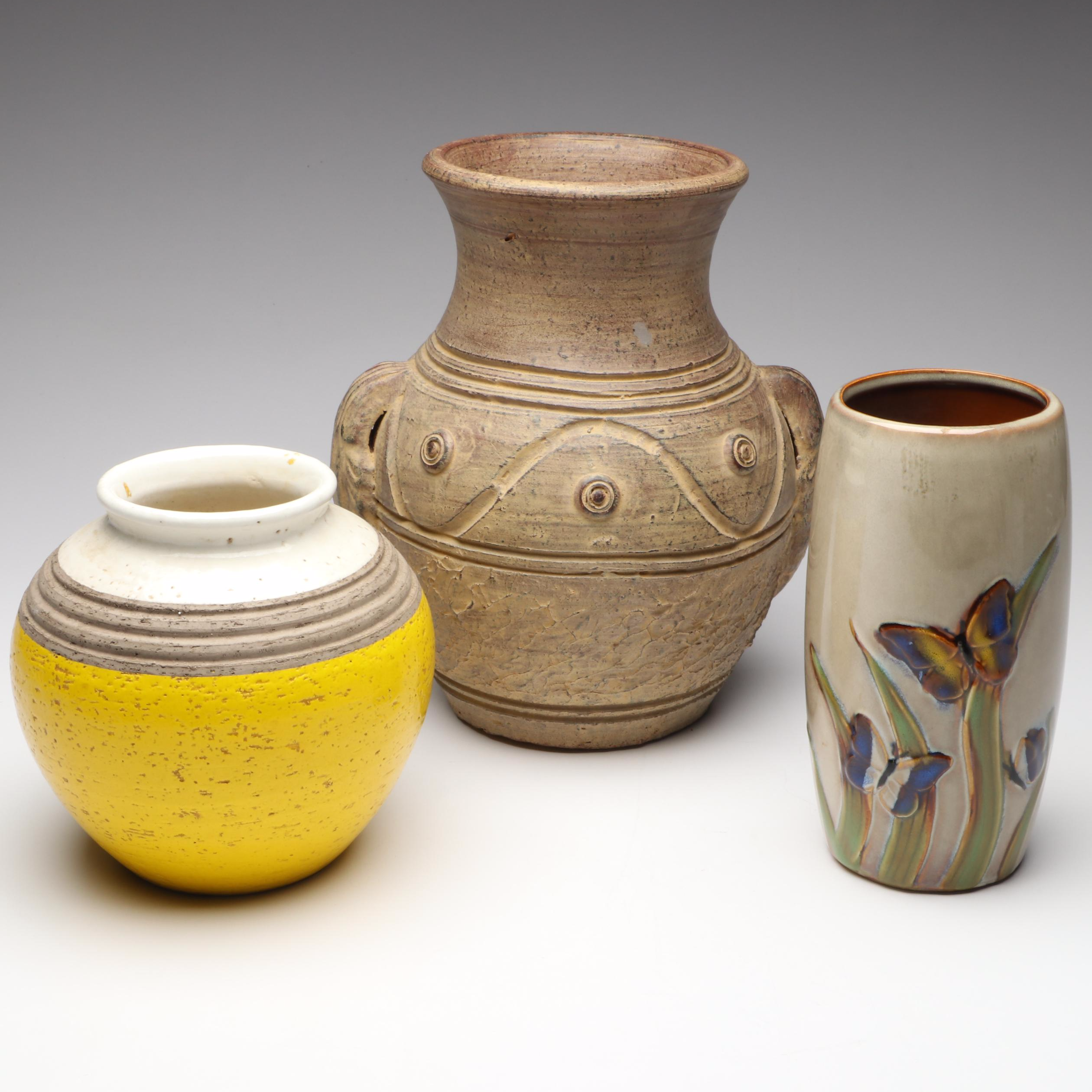Bitossi Mid-Century Stoneware Pot with Other Ceramic Vases