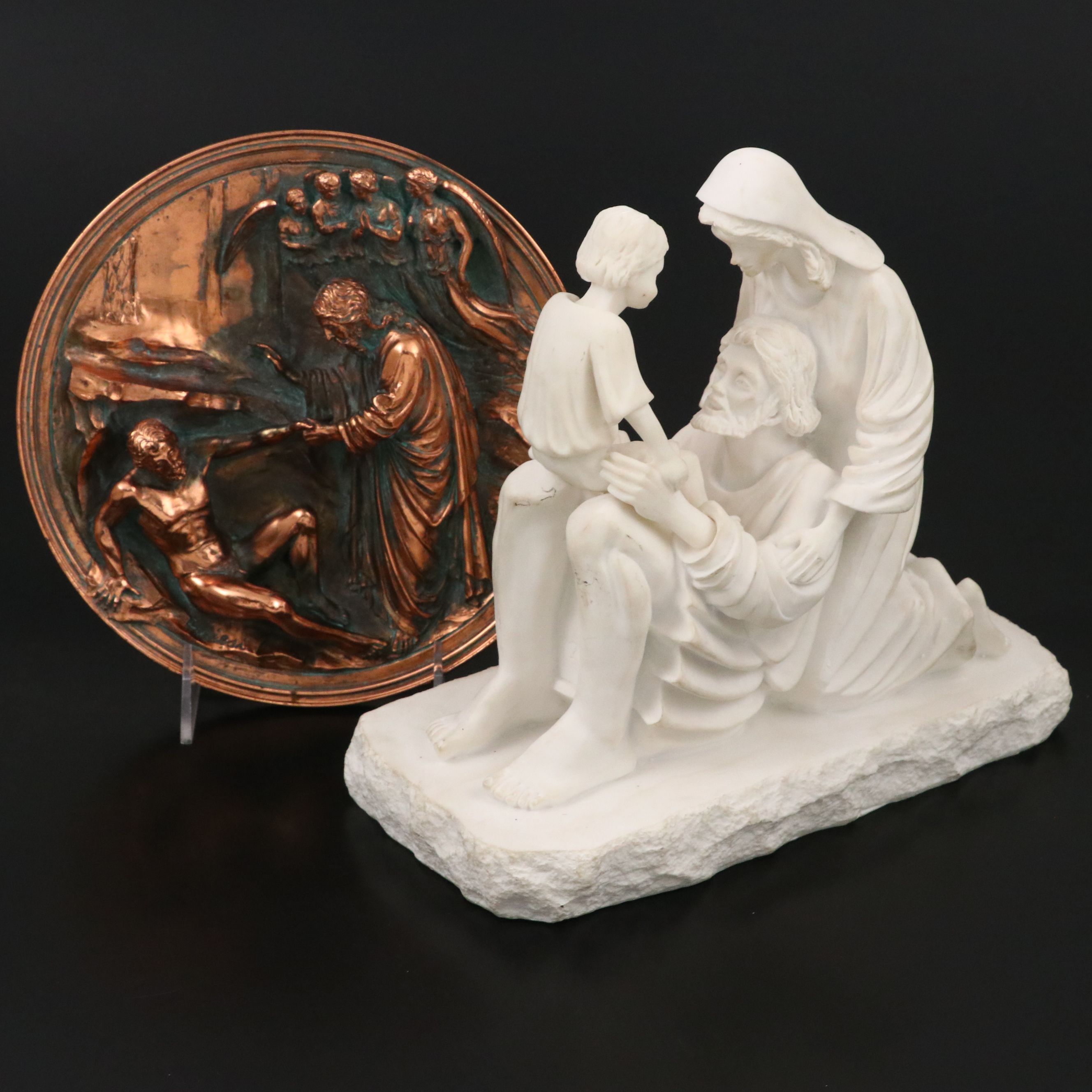 Ennio Furiesi "The Creation of Adam" High Relief  Bronze with Marble Sculpture