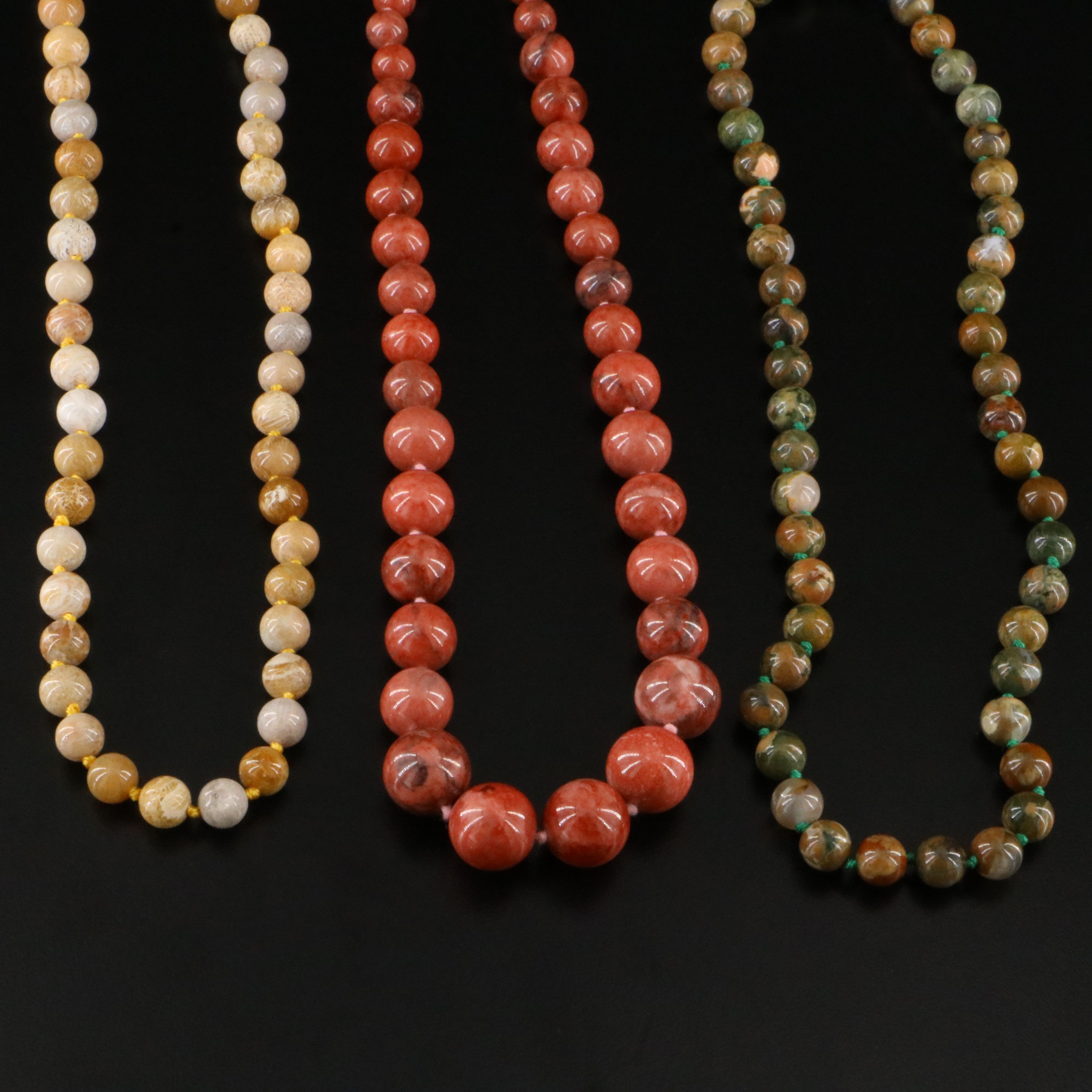 Quartz, Jasper and Agate Featured in Gemstone Bead Necklaces