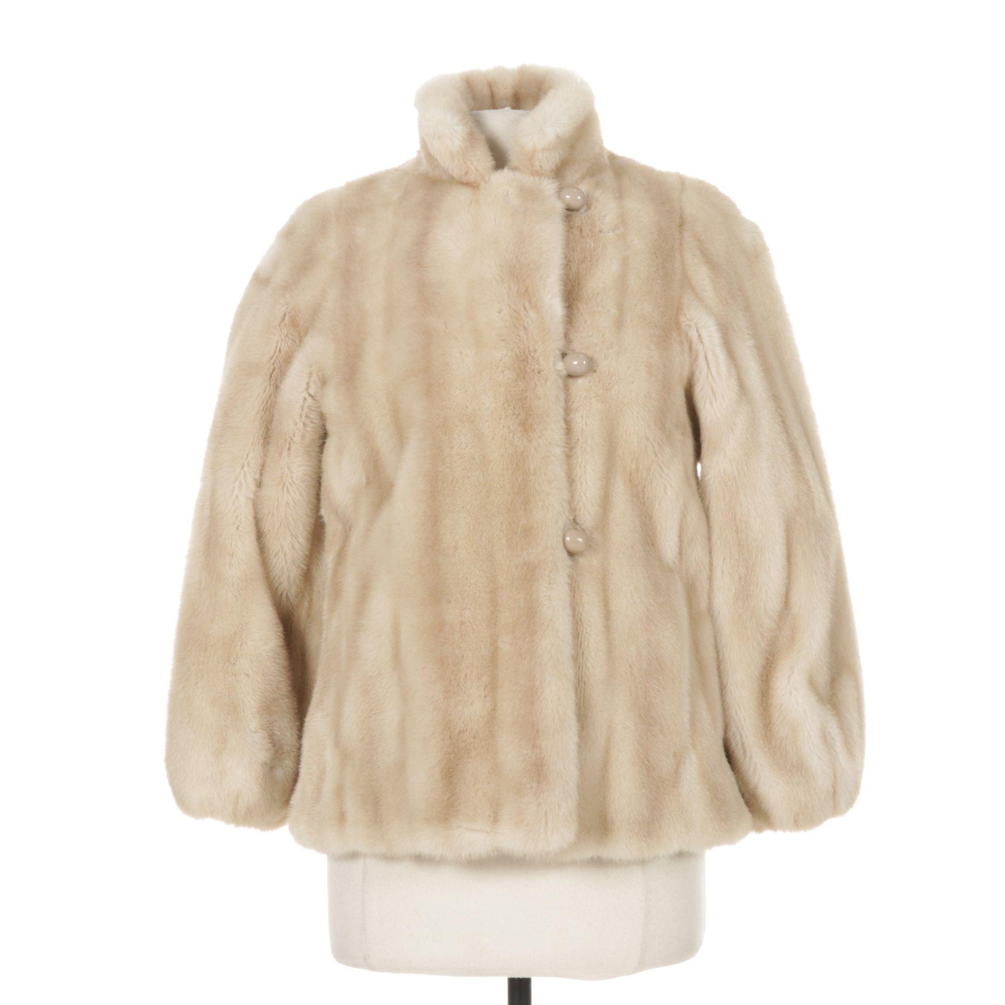 Circa 1960s Cream Faux Mink Fur Jacket by Grandella II & Sportowne