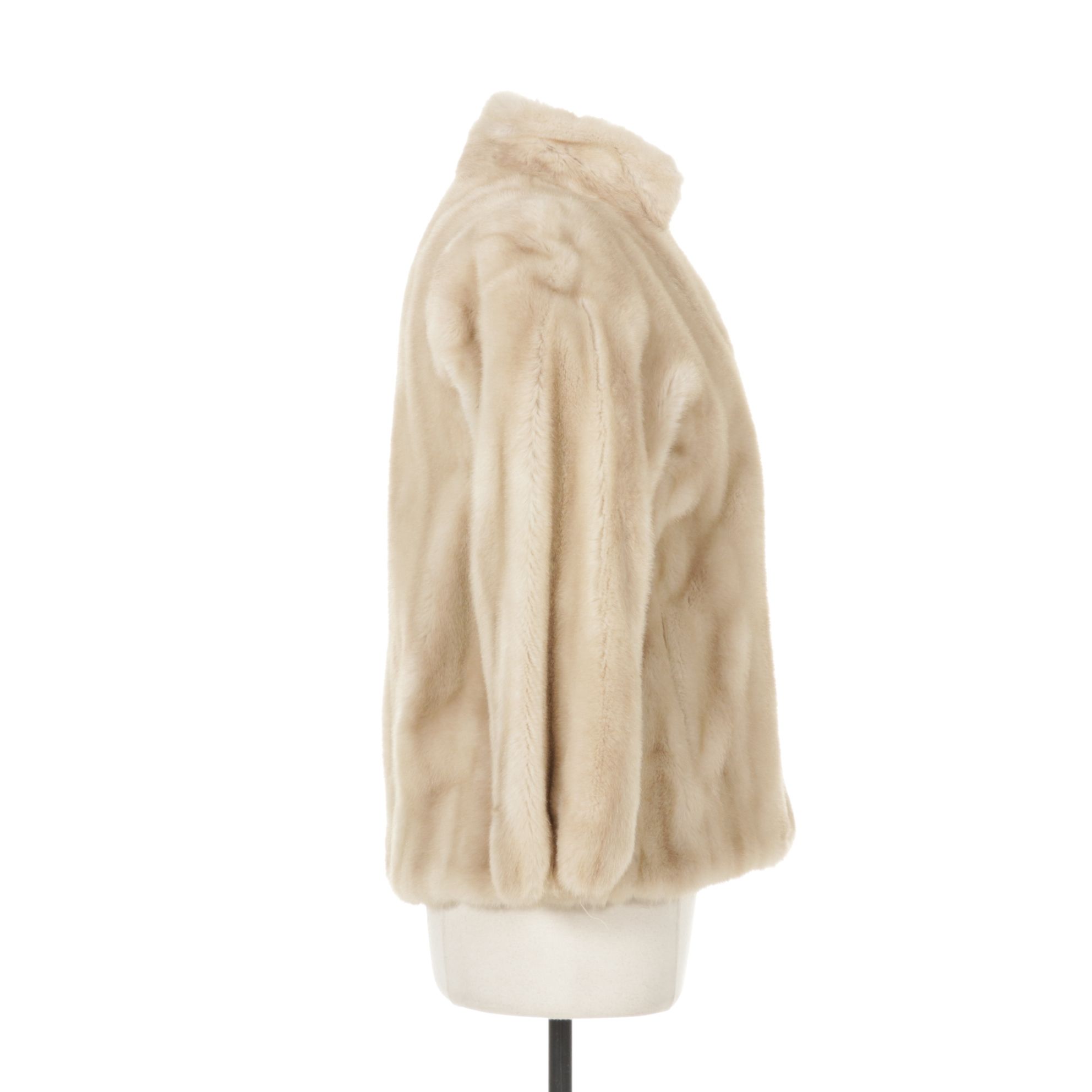 Circa 1960s Cream Faux Mink Fur Jacket by Grandella II & Sportowne