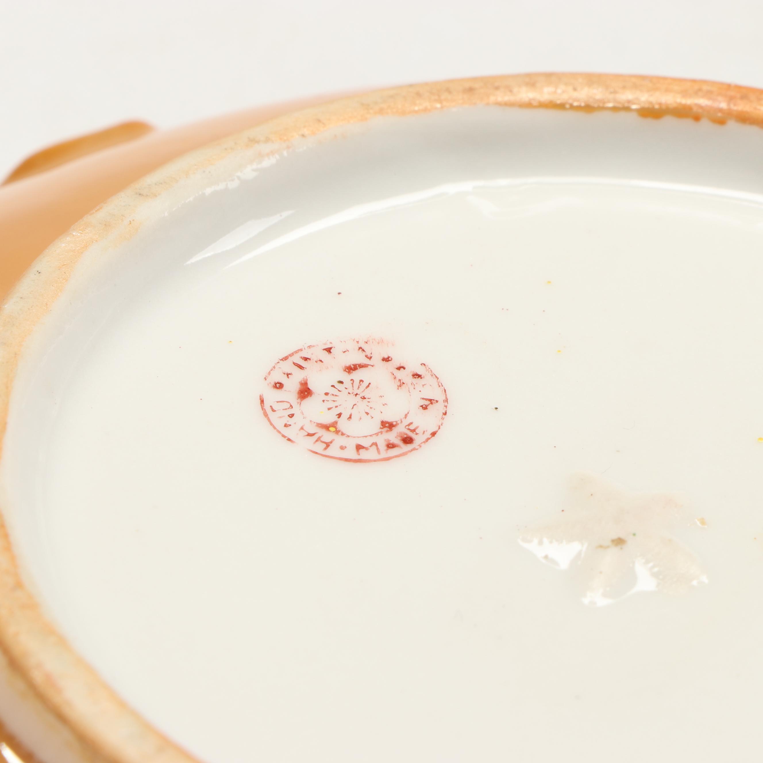 Japanese Hand-Painted Lusterware Bowl with Table Accessories, Mid-20th Century