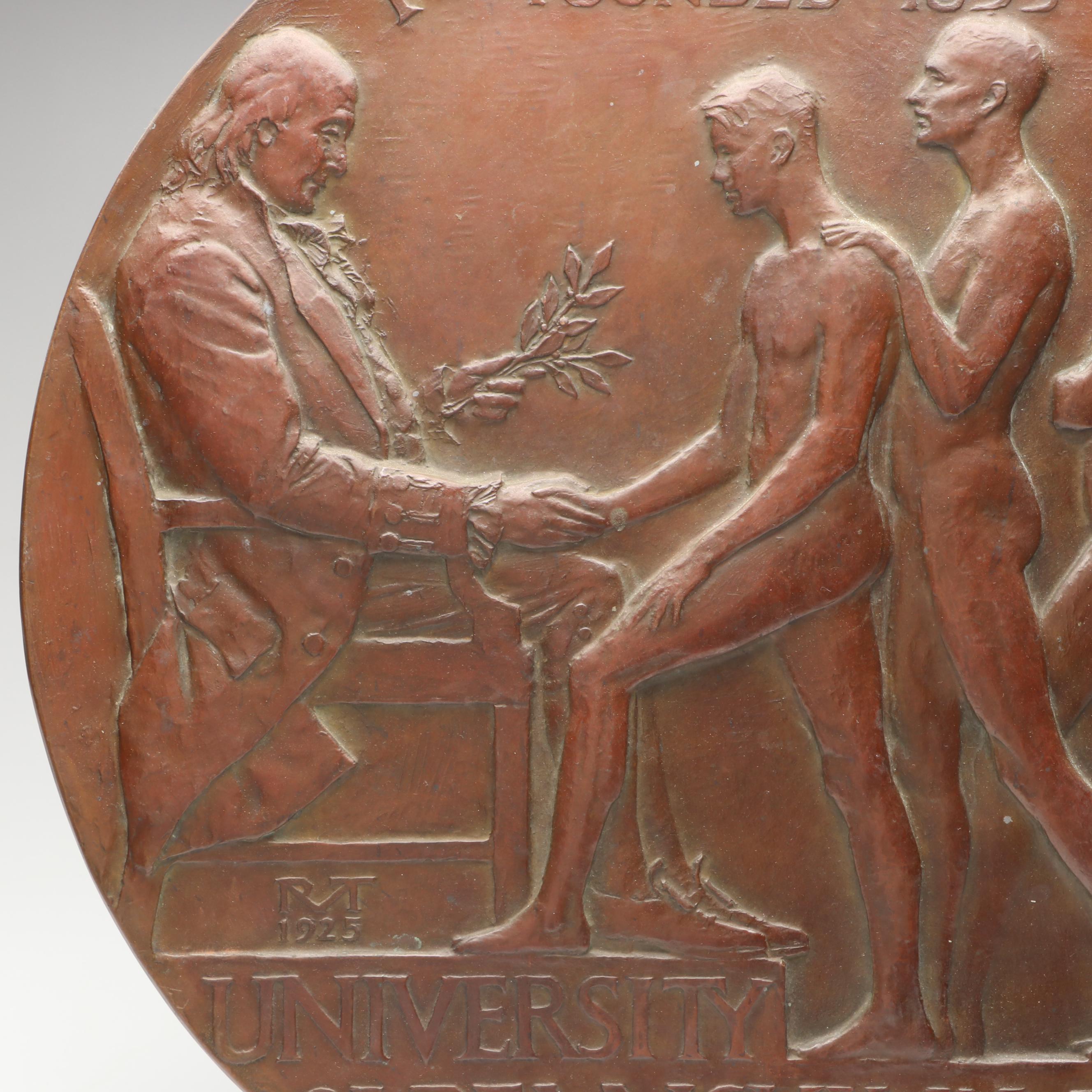 University of Pennsylvania Relay Carnival Commemorative Copper Wall Medallion