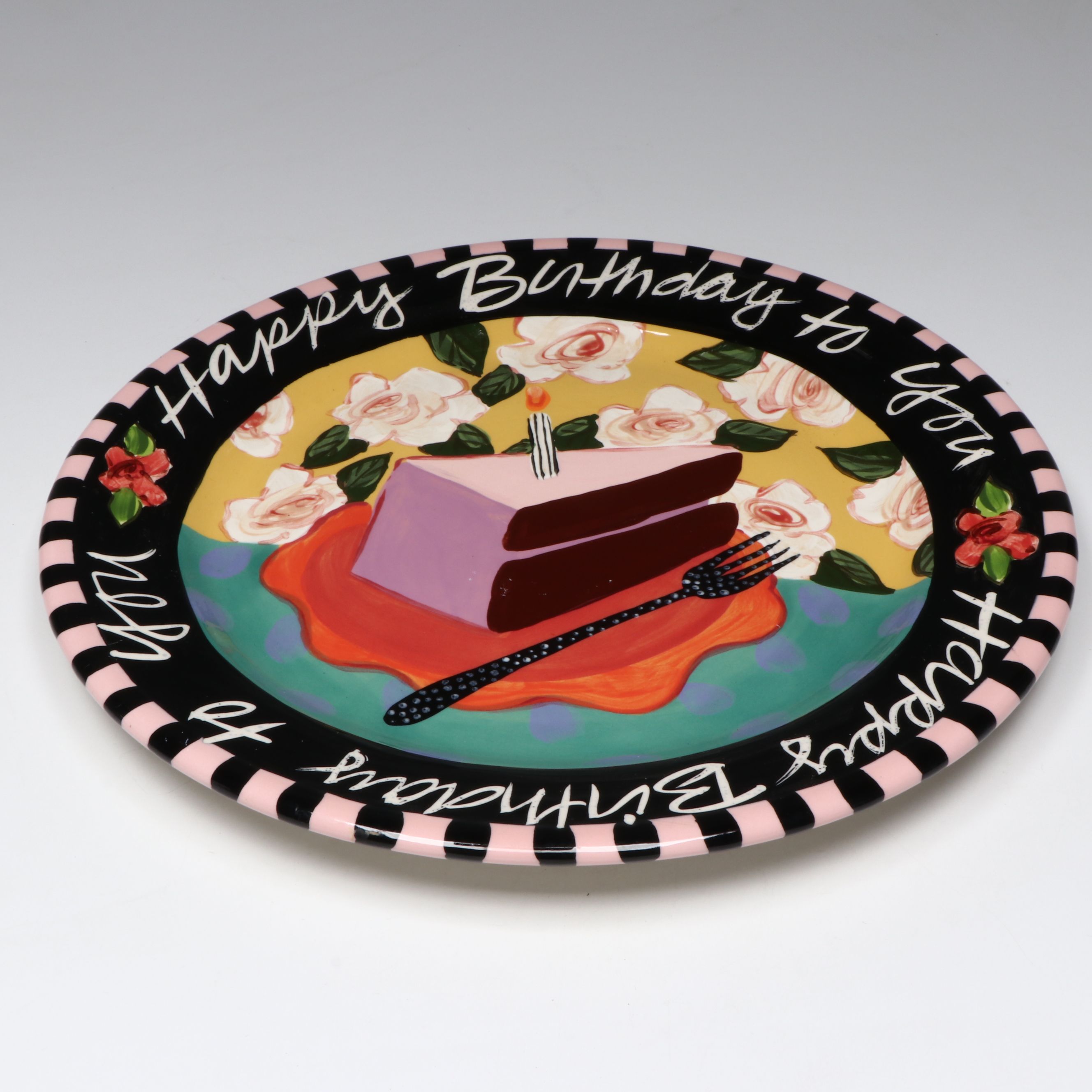 Droll Designs Hand-Painted "Happy Birthday to You" Platter