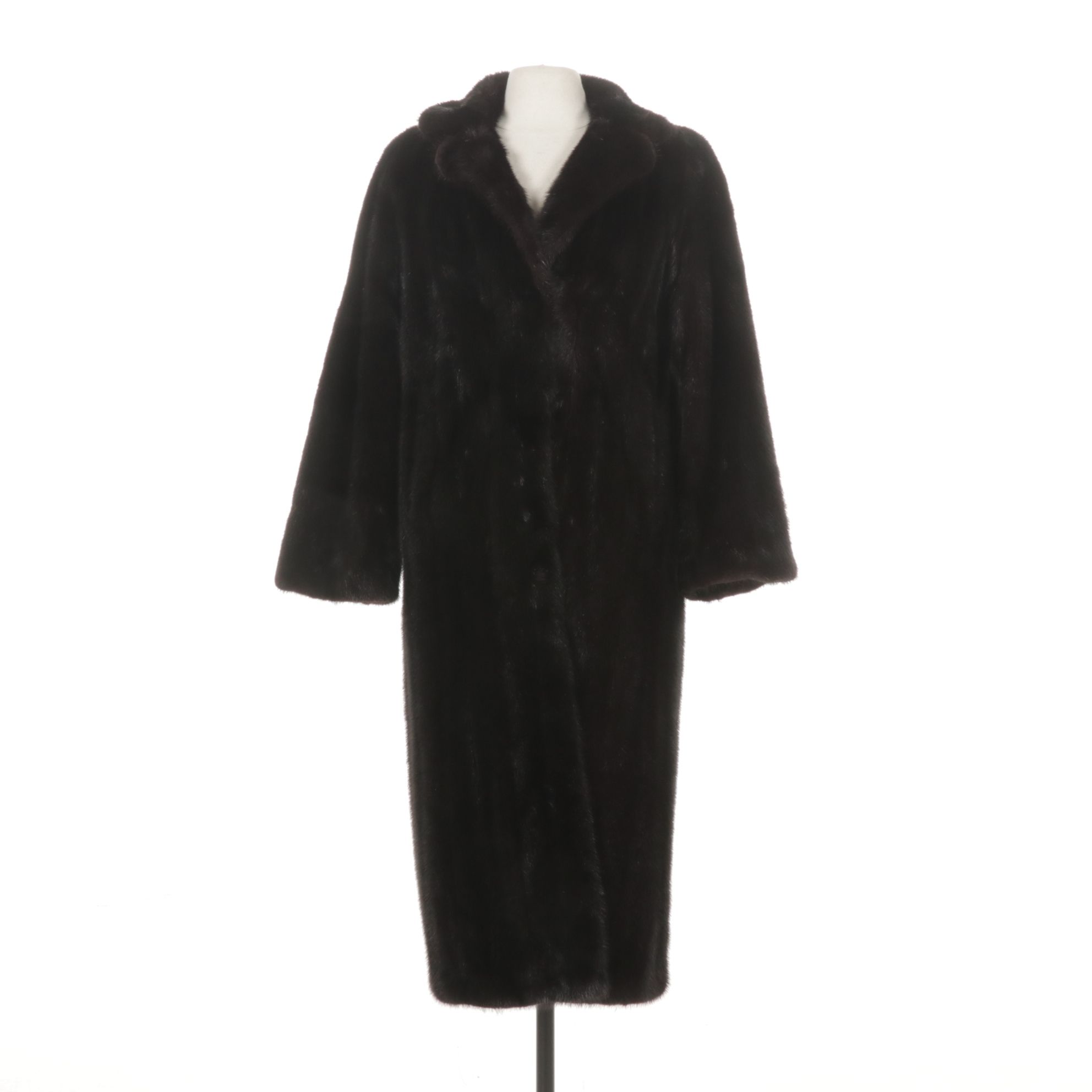 Saga Black Dyed Mink Fur Ankle Length Coat