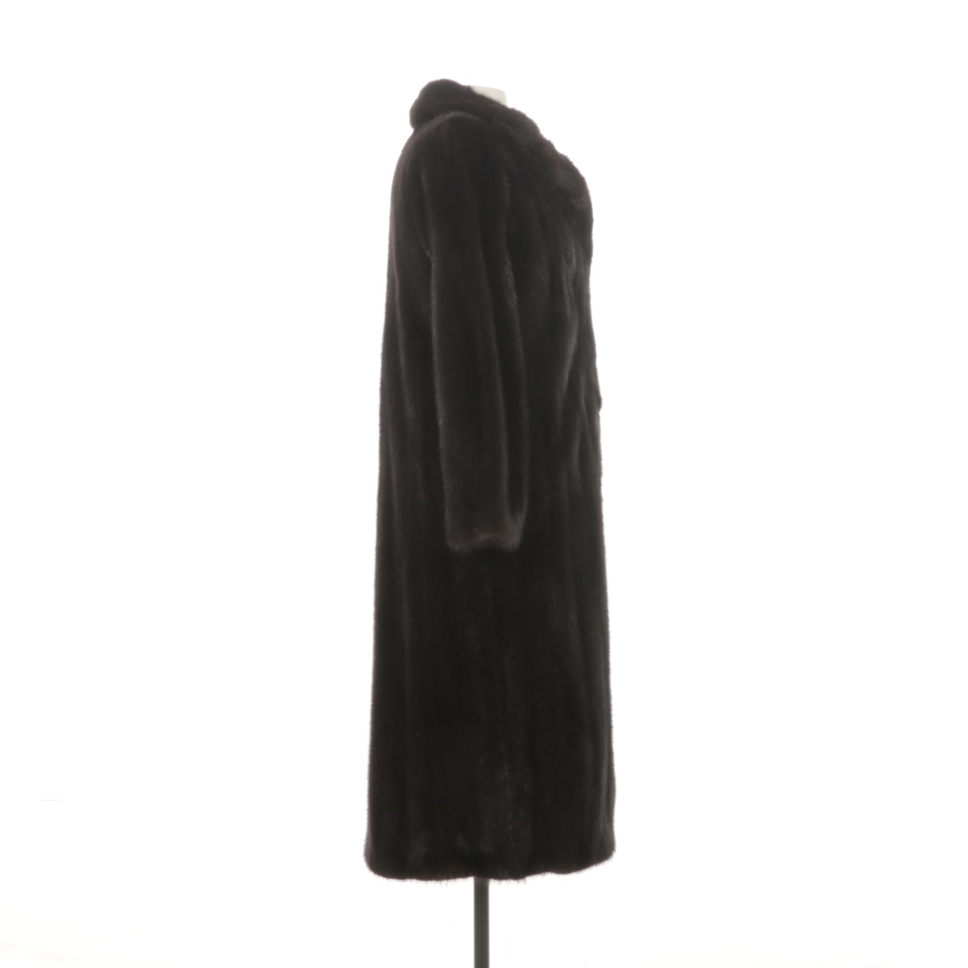 Saga Black Dyed Mink Fur Ankle Length Coat