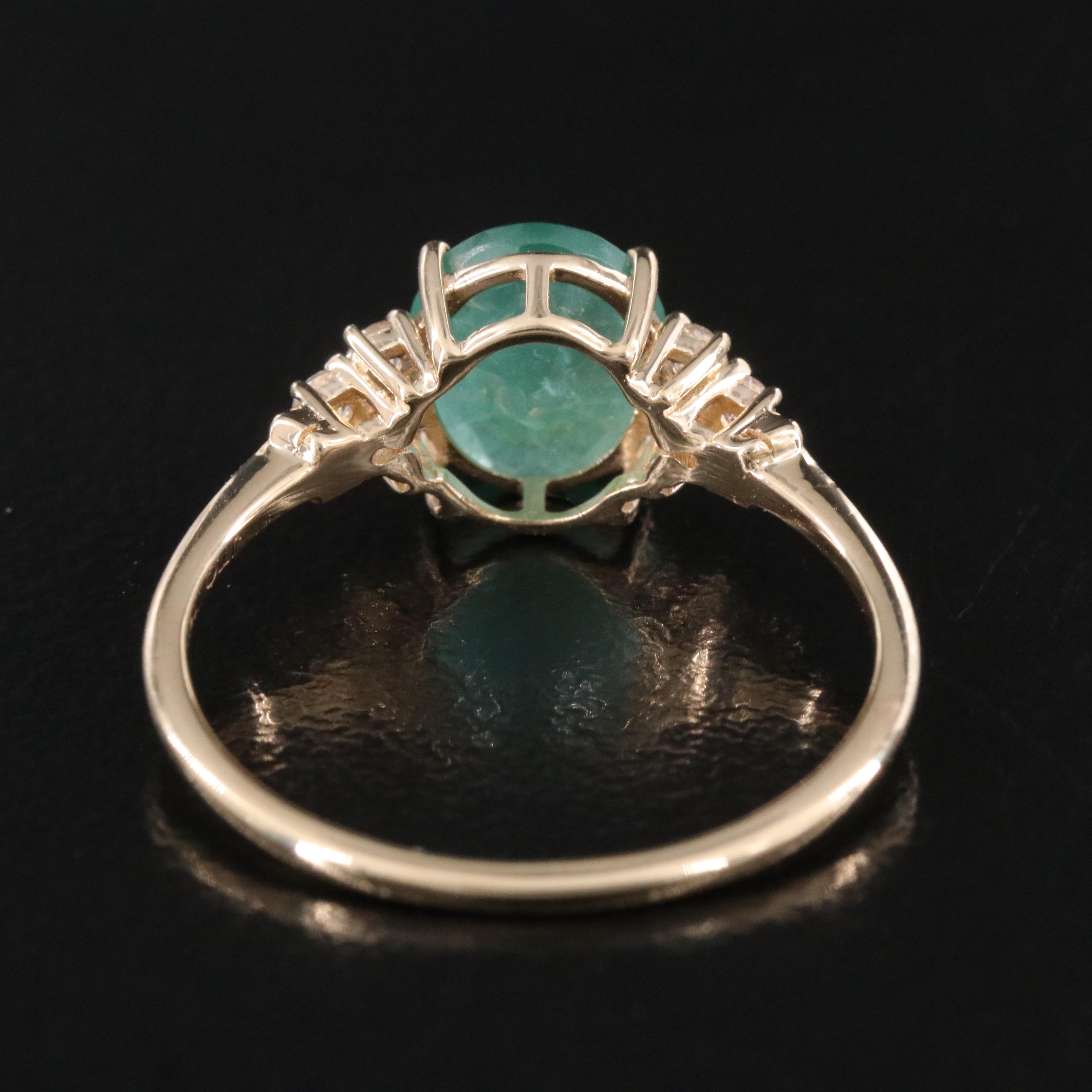 14K 1.03 CT Emerald and White Sapphire Ring