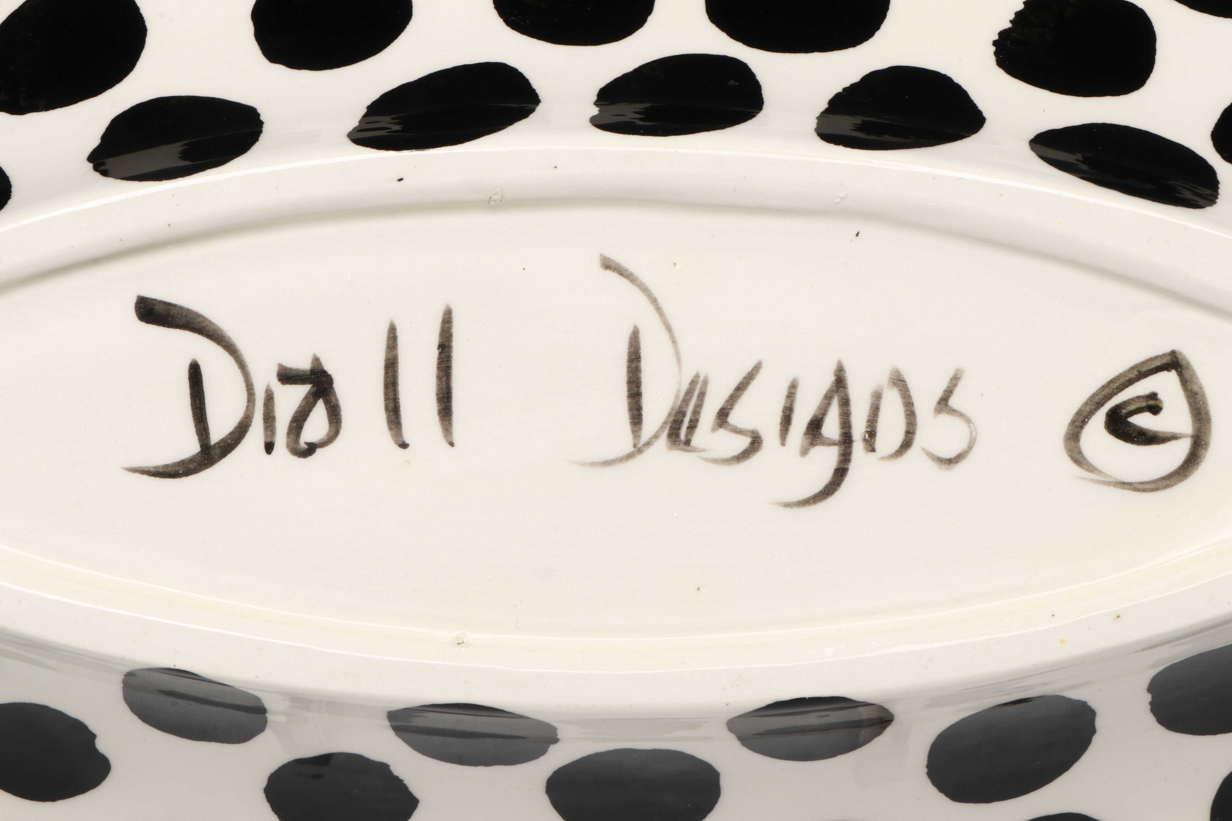 Droll Designs Hand-Painted Lily and Apple Motif Serveware