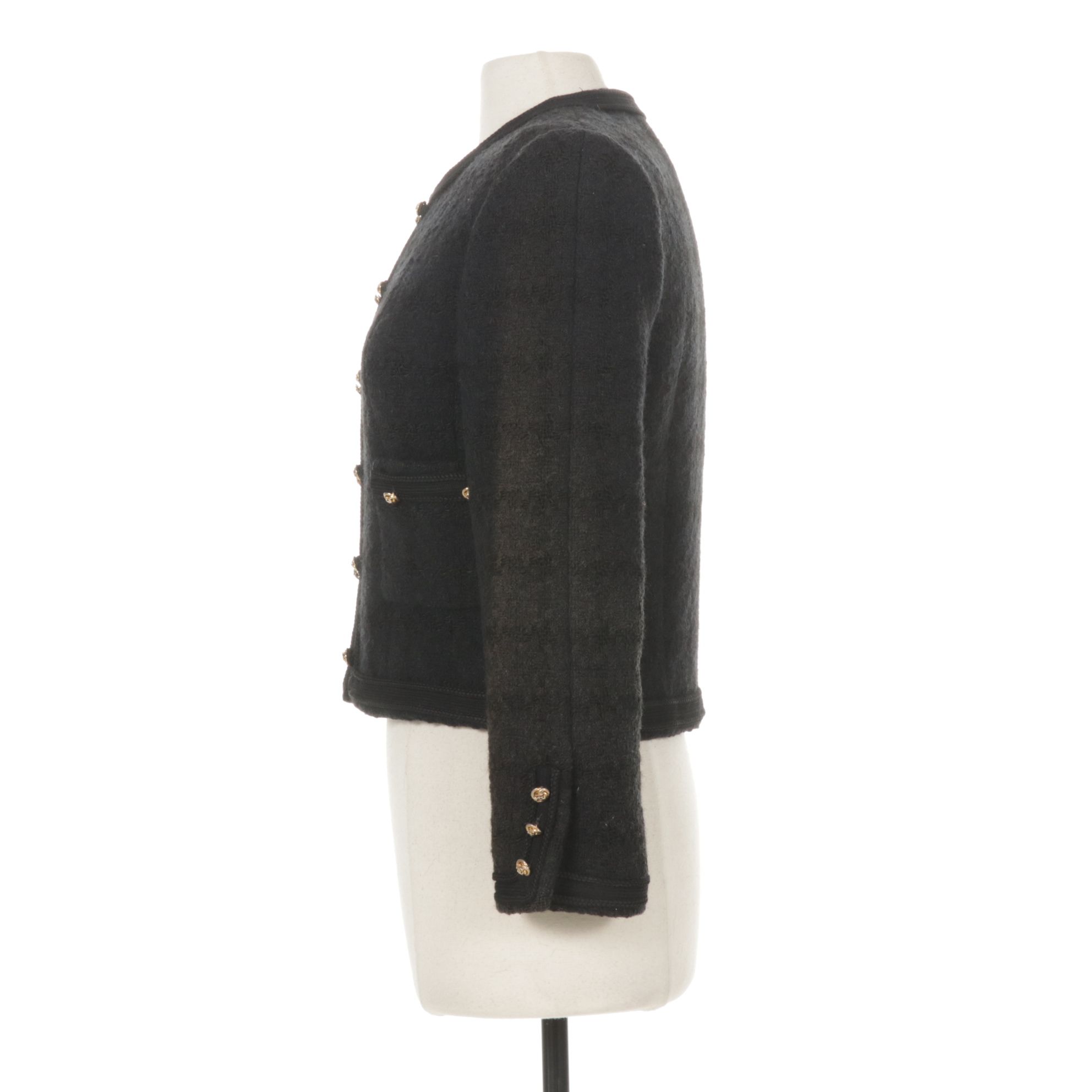 Chanel Boutique Black Tweed Cropped Jacket, 1980s