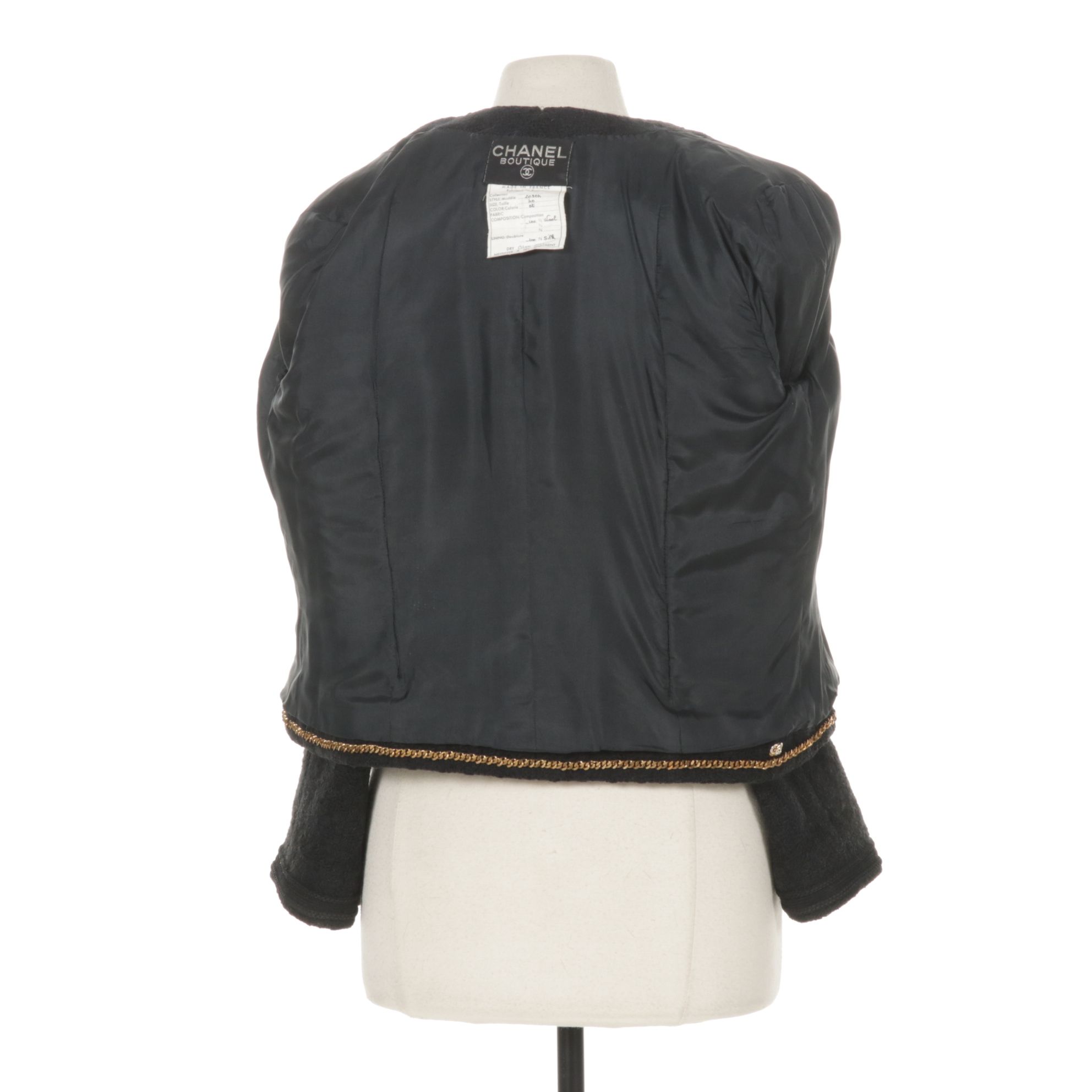 Chanel Boutique Black Tweed Cropped Jacket, 1980s