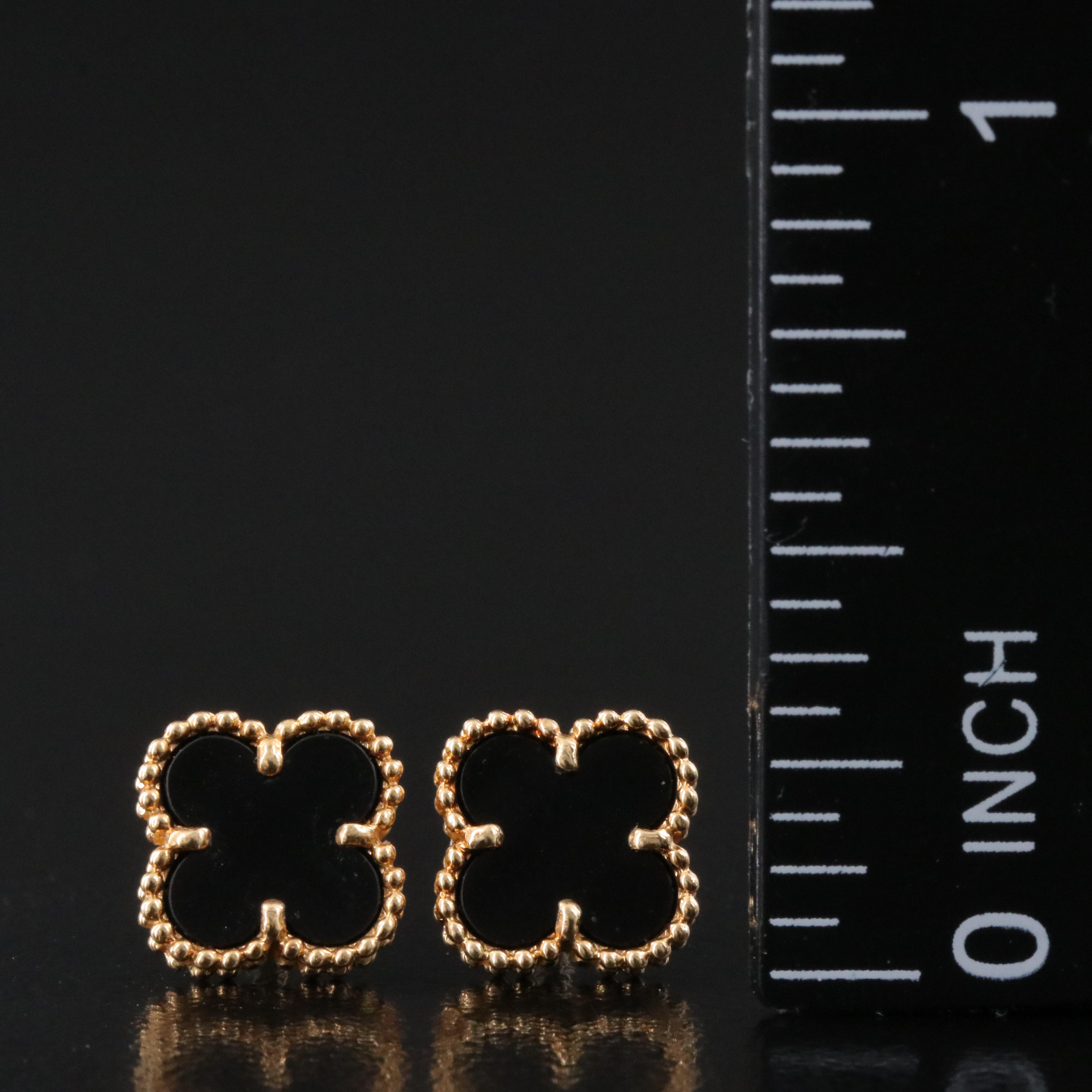 Van Cleef & Arpels Sweet Alhambra 18K Black Onyx Earrings