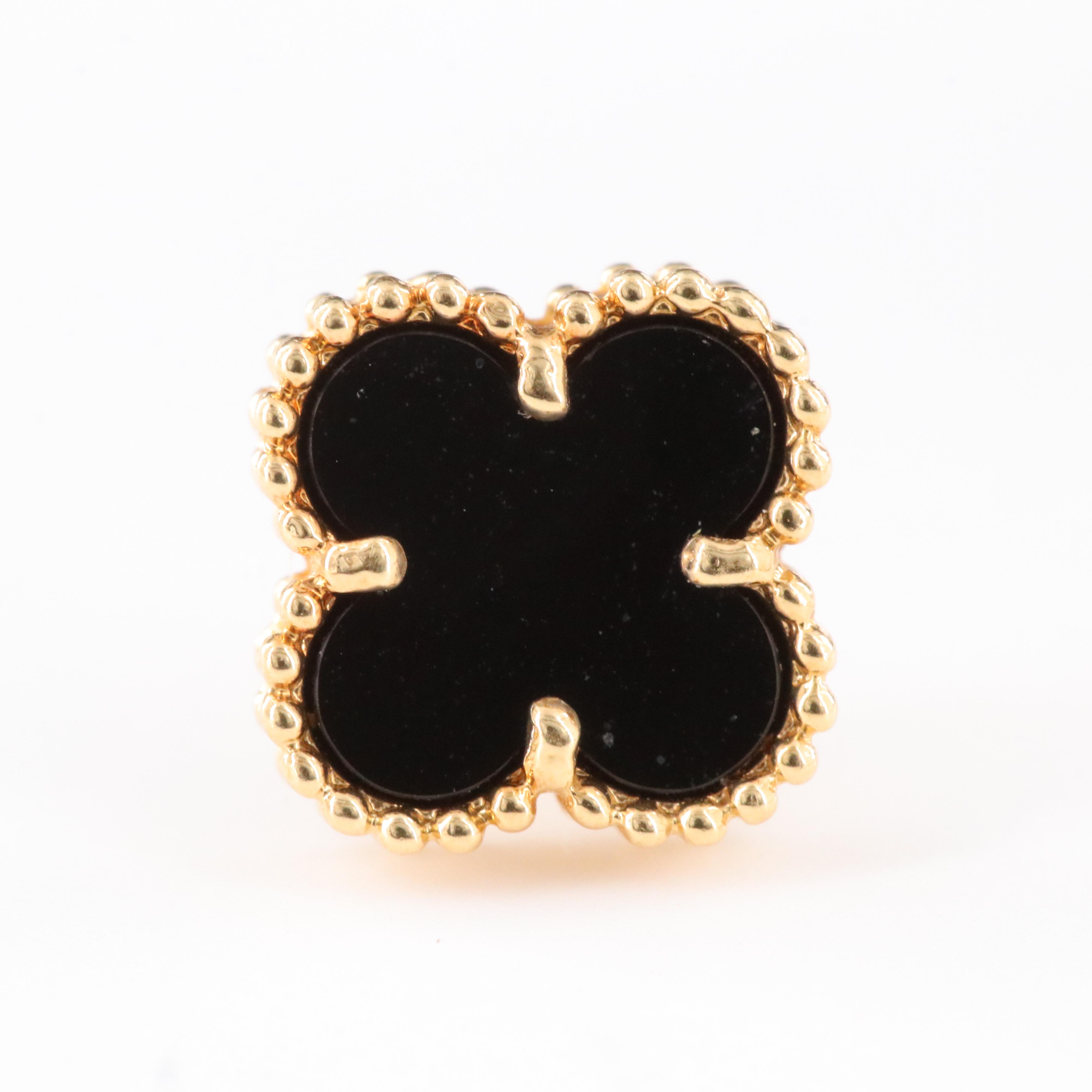 Van Cleef & Arpels Sweet Alhambra 18K Black Onyx Earrings