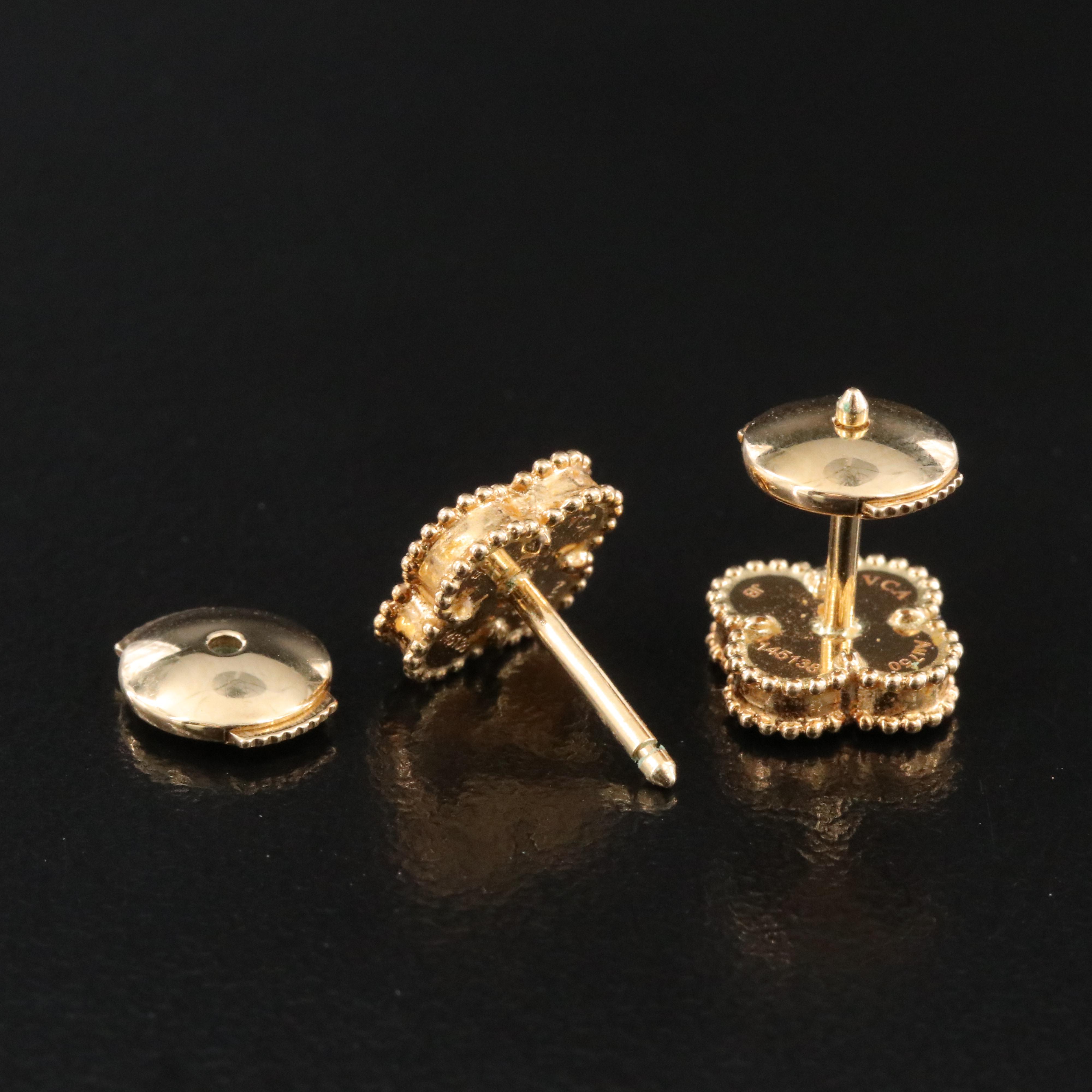 Van Cleef & Arpels Sweet Alhambra 18K Black Onyx Earrings