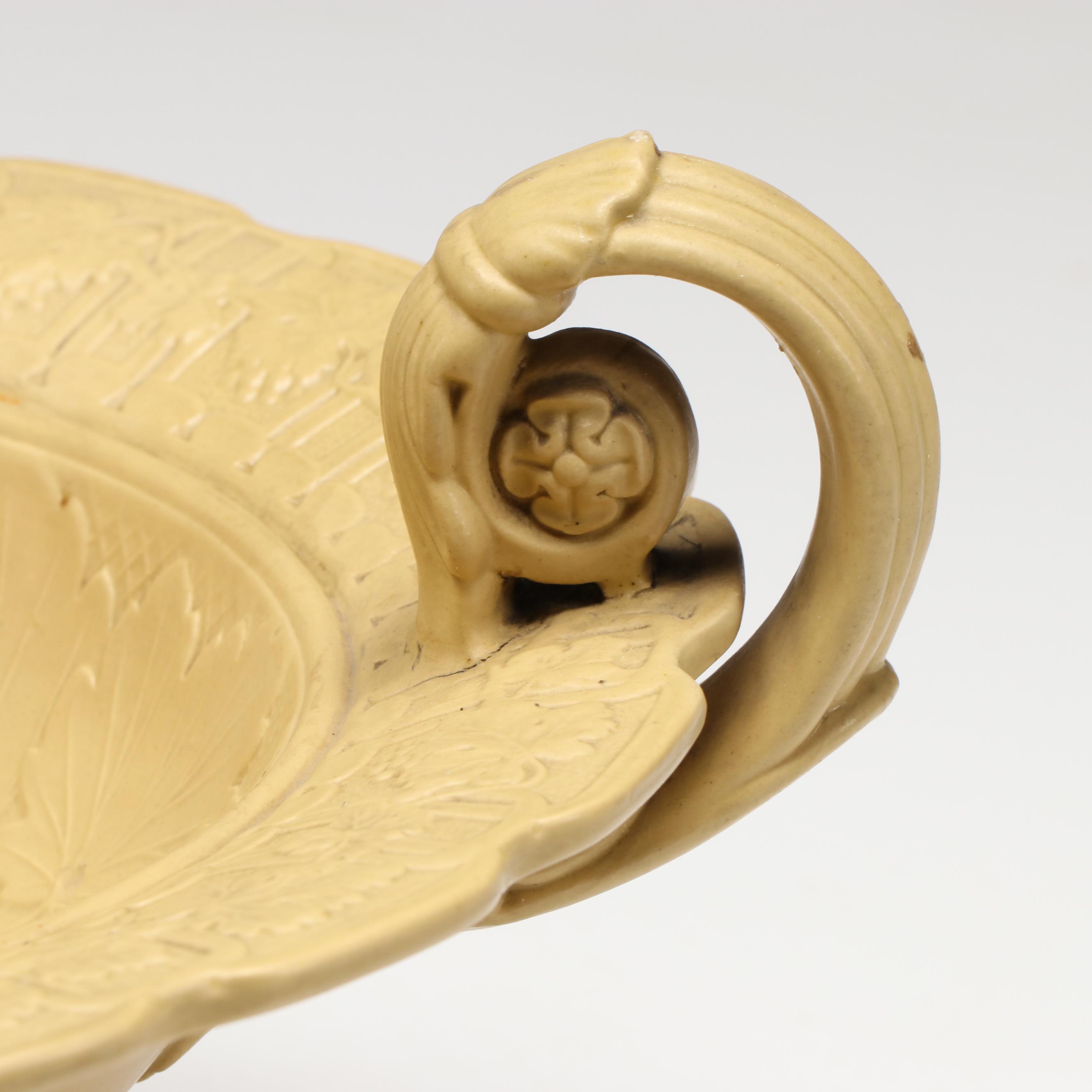 Drabware Style Relief-Molded Ceramic Pedestal Bowl