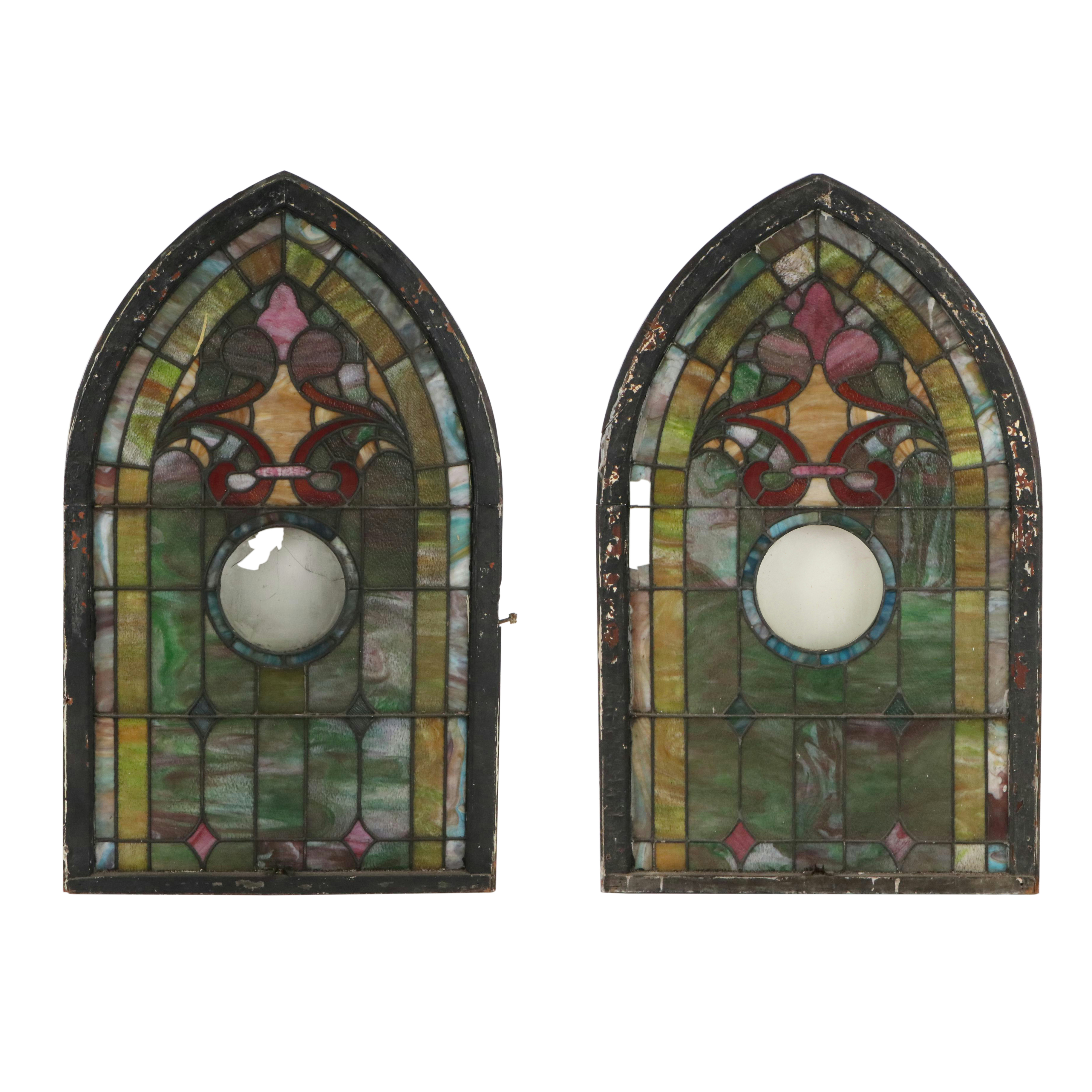 Gothic Style Leaded Stained Glass Lancet Cathedral Windows