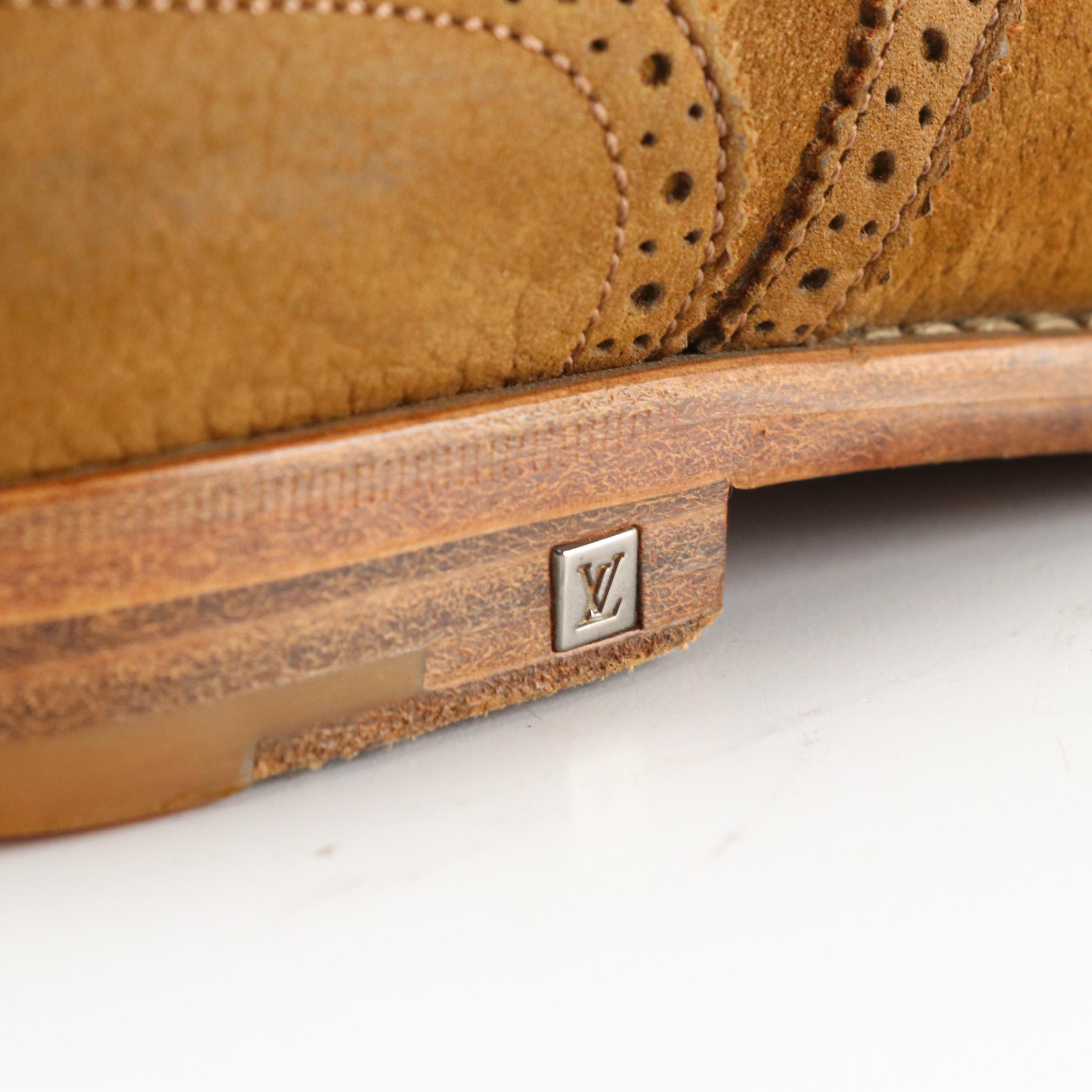 Men's Louis Vuitton Brown Suede Wingtip Oxfords in Box