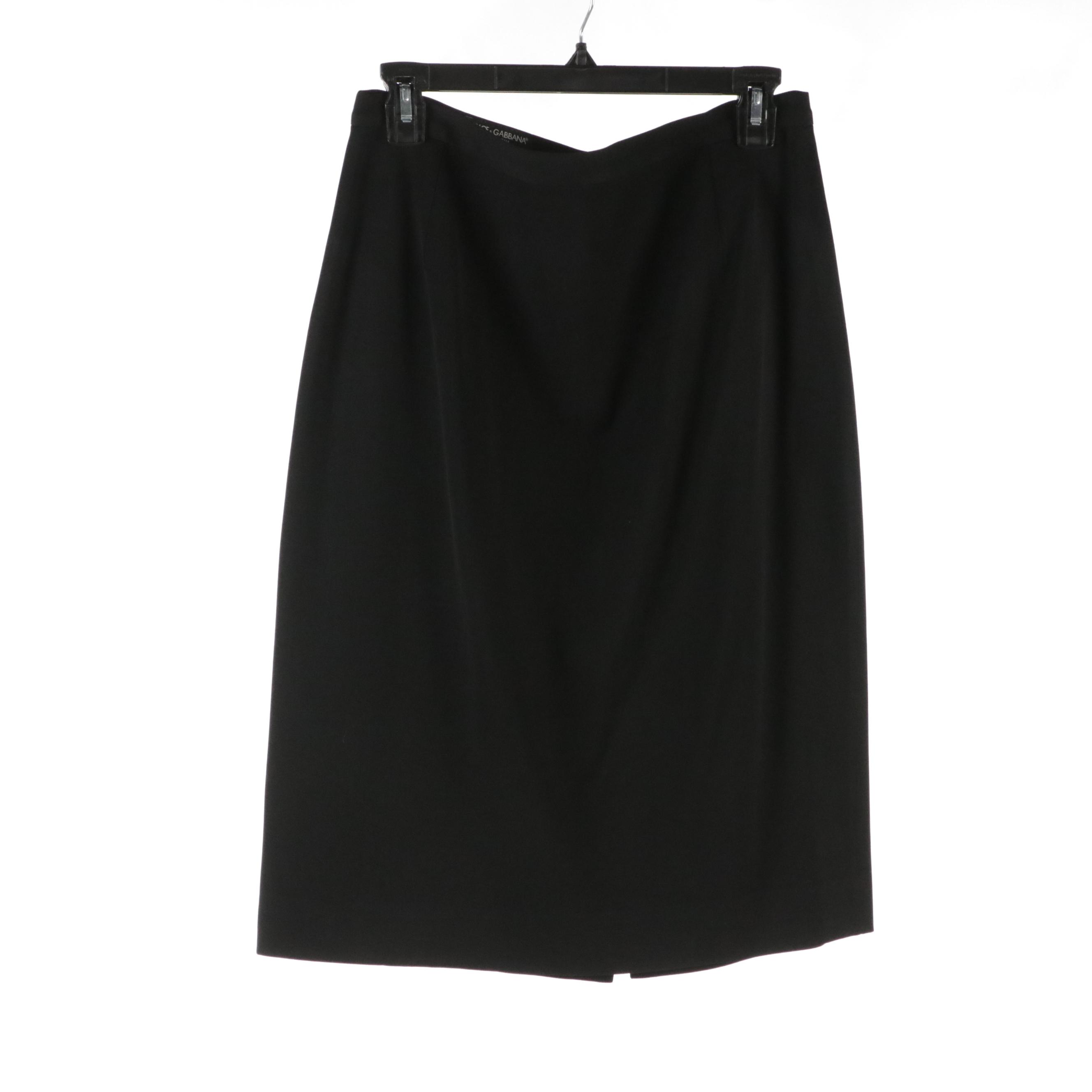 Dolce & Gabbana Silk Blouse, Leopard Print and Denim Skirt, and Black Skirt