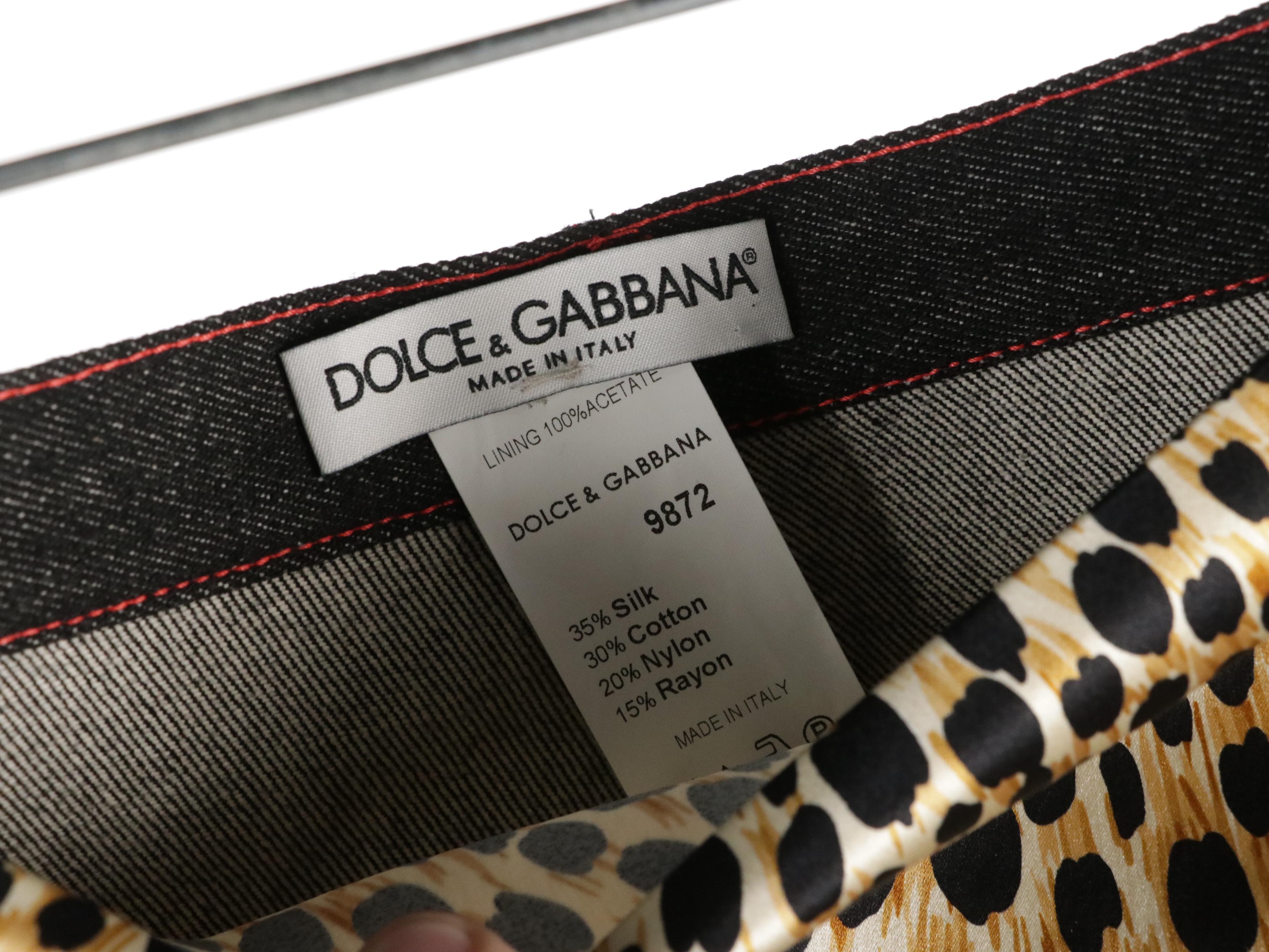 Dolce & Gabbana Silk Blouse, Leopard Print and Denim Skirt, and Black Skirt