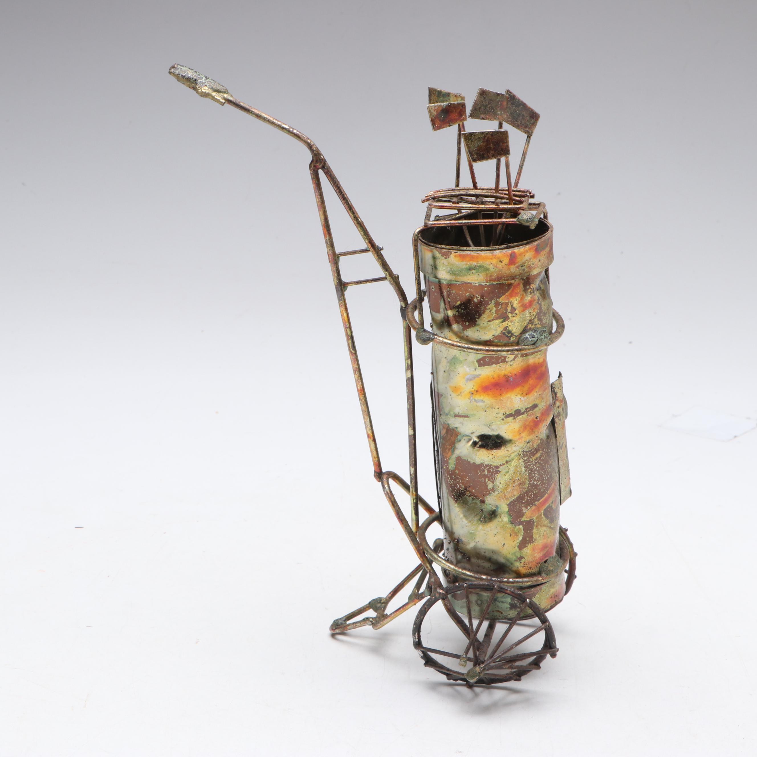 Michael Garman "Back Nine" Resin Sculpture with Enesco Metal Golf Bag
