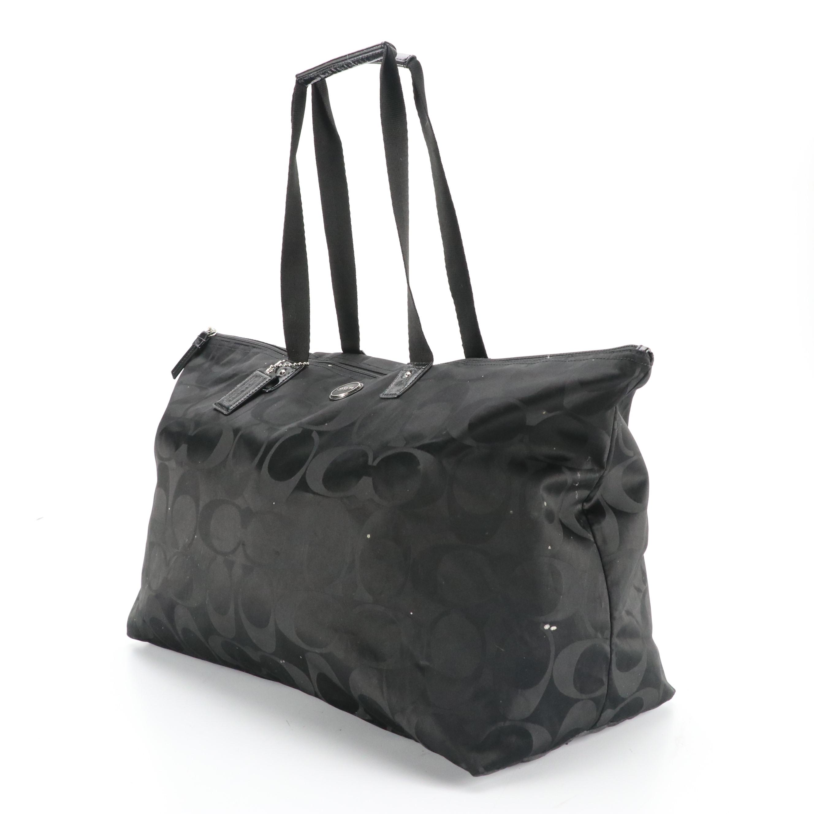 Coach Extra Large Zip Tote in Signature Nylon and Patent Leather Trim