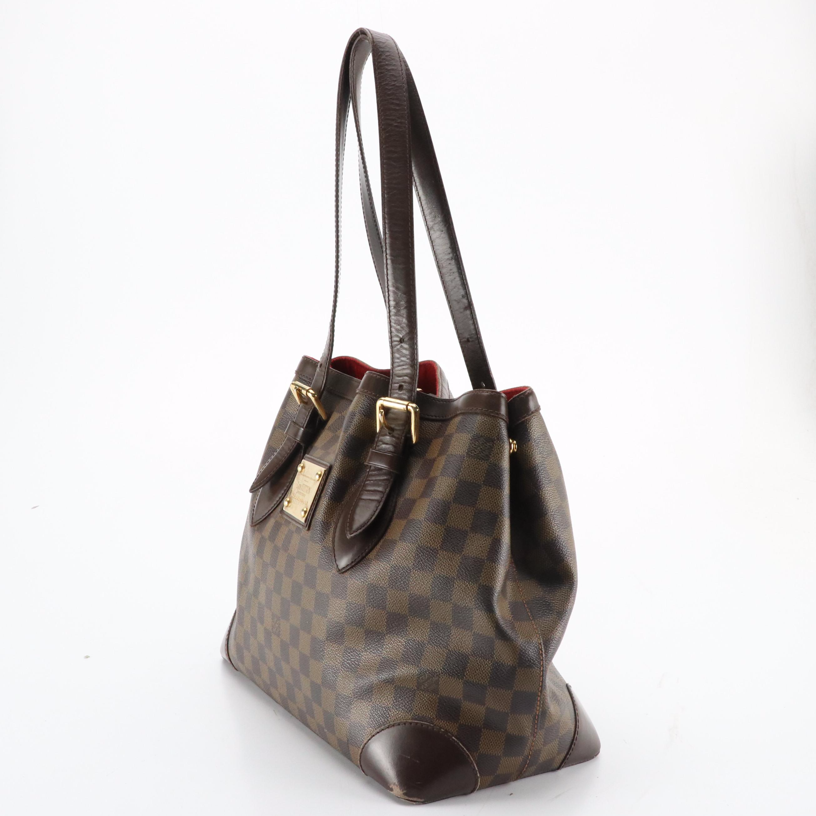 Louis Vuitton Hampstead MM Tote in Damier Ebene Canvas and Leather Trim