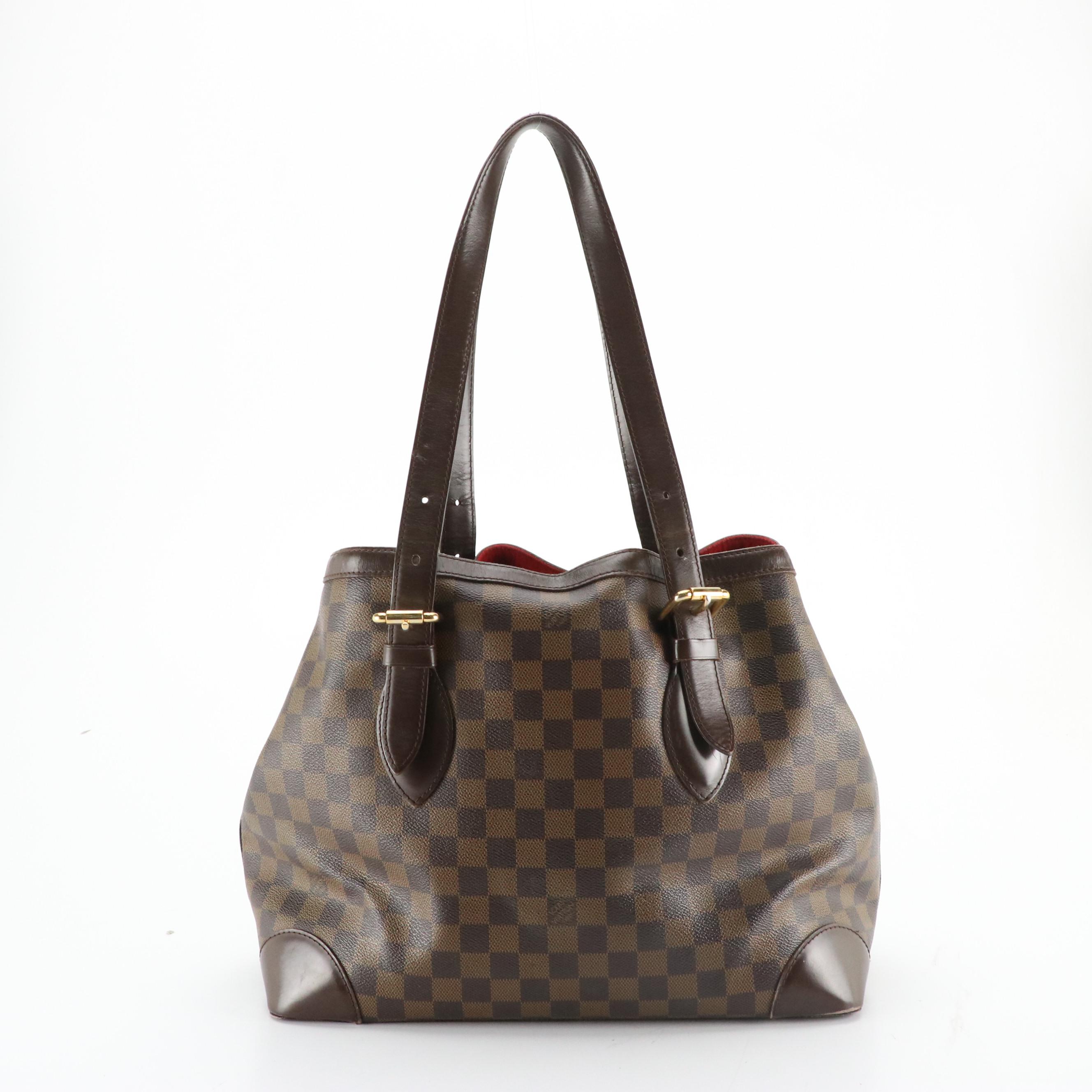Louis Vuitton Hampstead MM Tote in Damier Ebene Canvas and Leather Trim