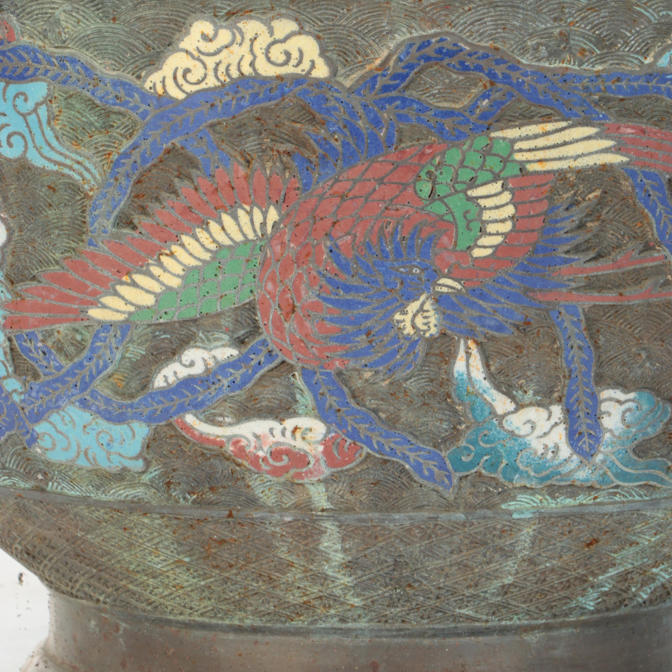 Japanese Meiji Period Champlevé Enamel Bronze Jardinière