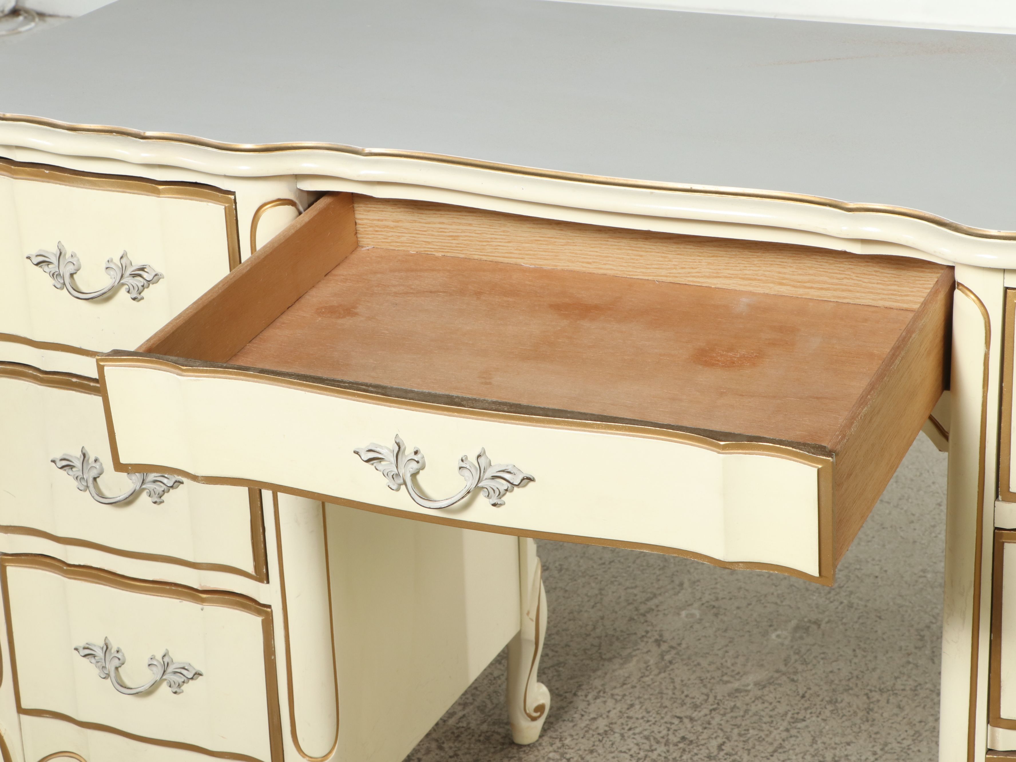French Provincial Style Paint-Decorated Wood Desk, Late 20th Century