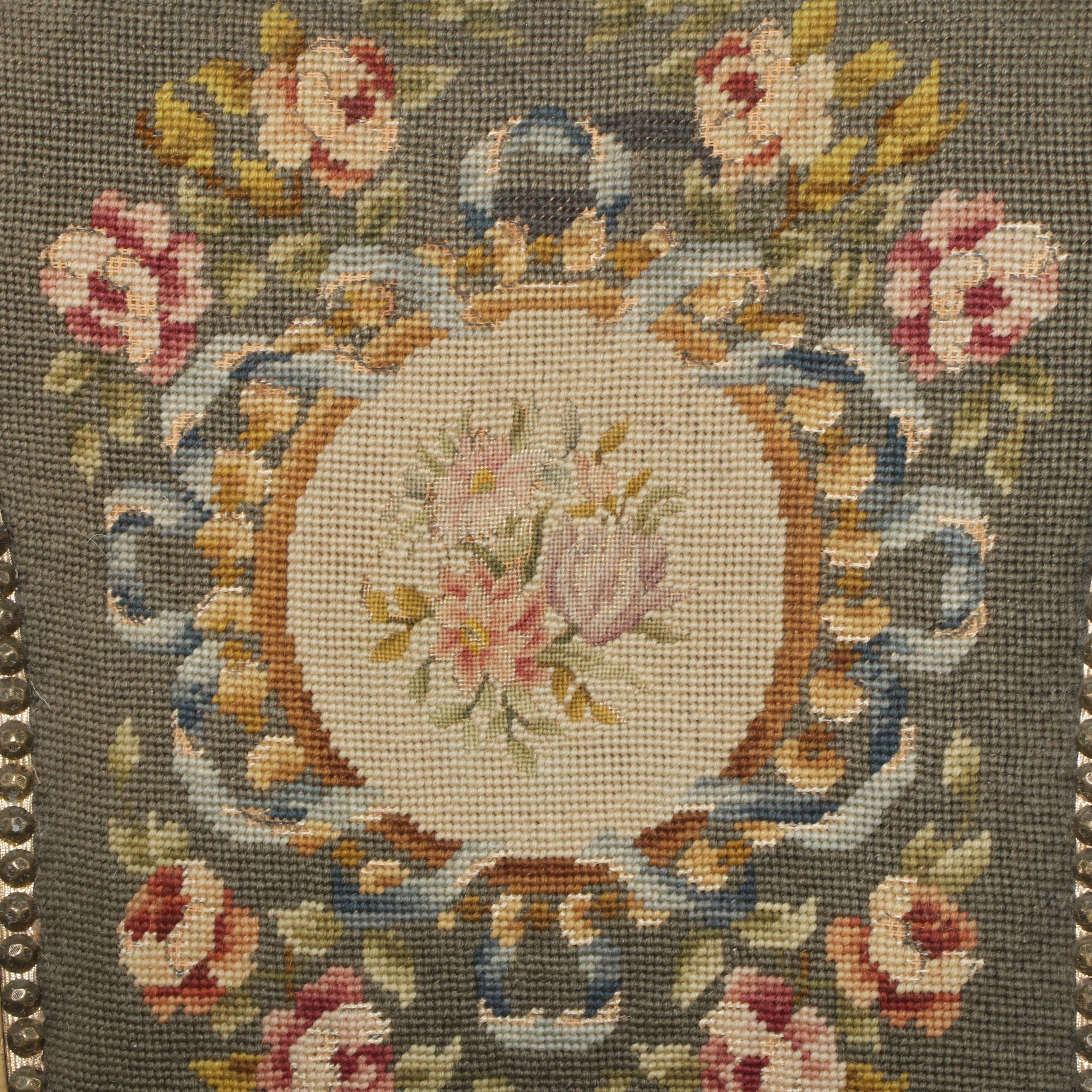 Louis XV Style Paint-Decorated Wood Fauteuil with Needlepoint Upholstery