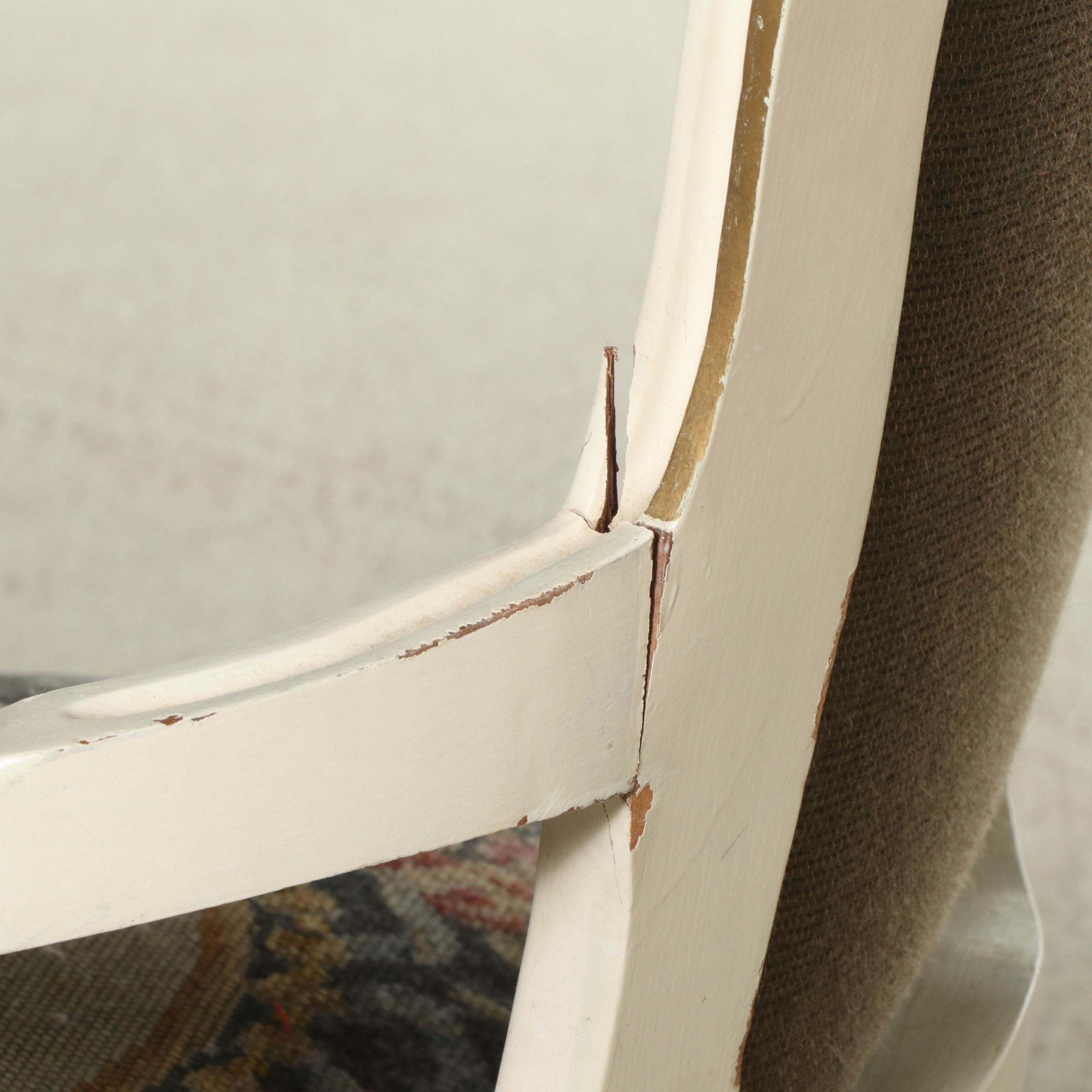 Louis XV Style Paint-Decorated Wood Fauteuil with Needlepoint Upholstery