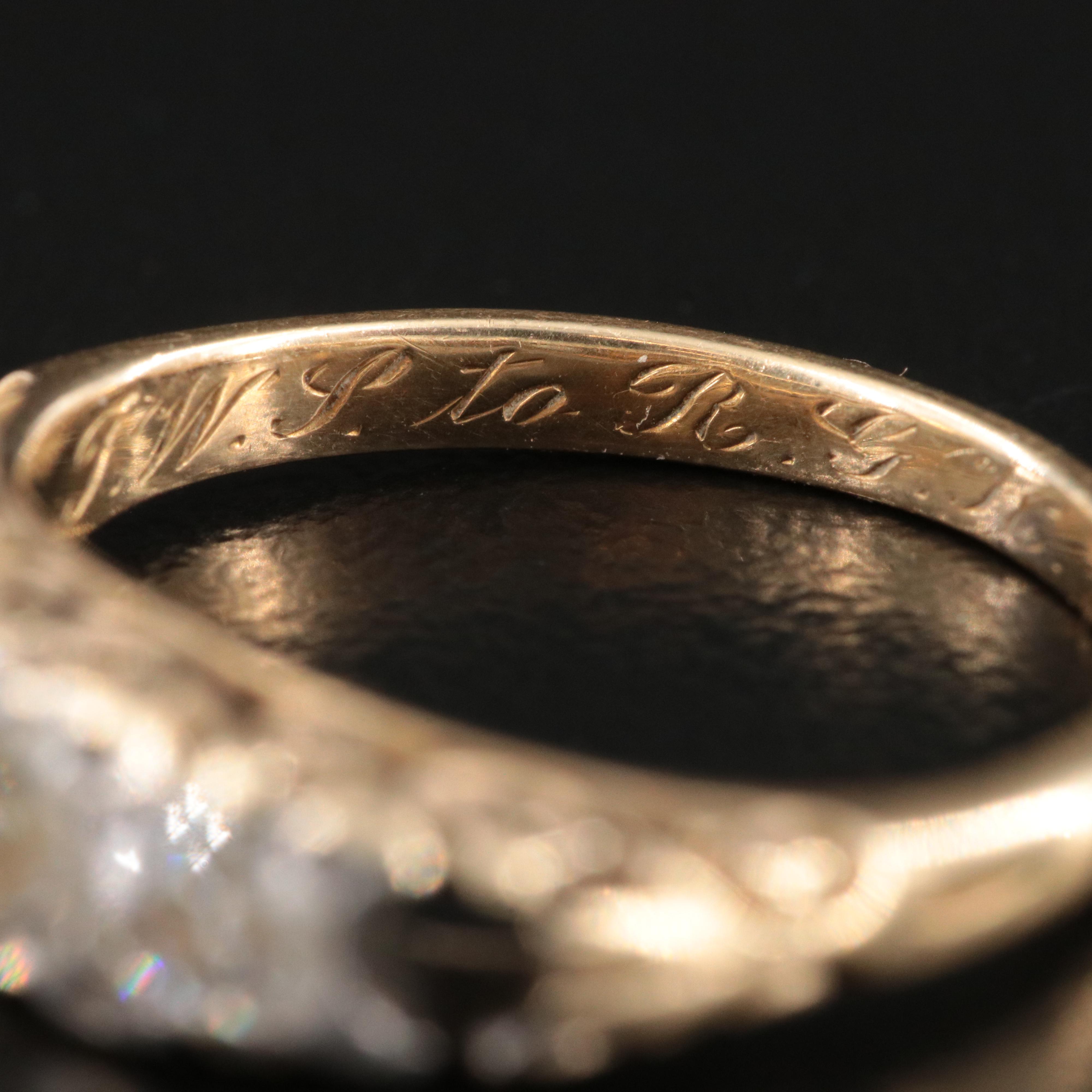 Victorian 15K 1.09 CTW Diamond Ring with Sterling Accent