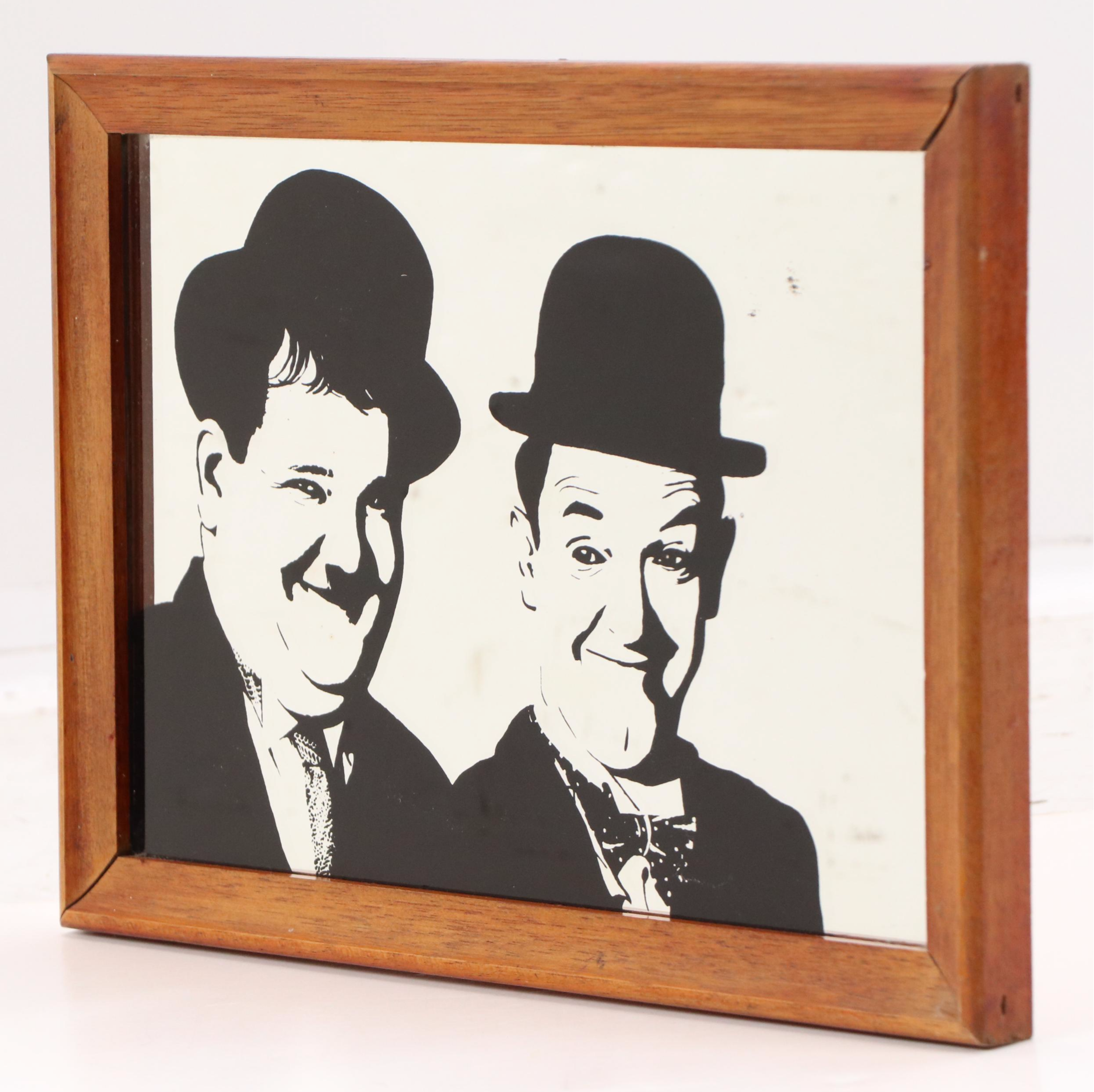 Laurel & Hardy Serigraph Print on Mirror