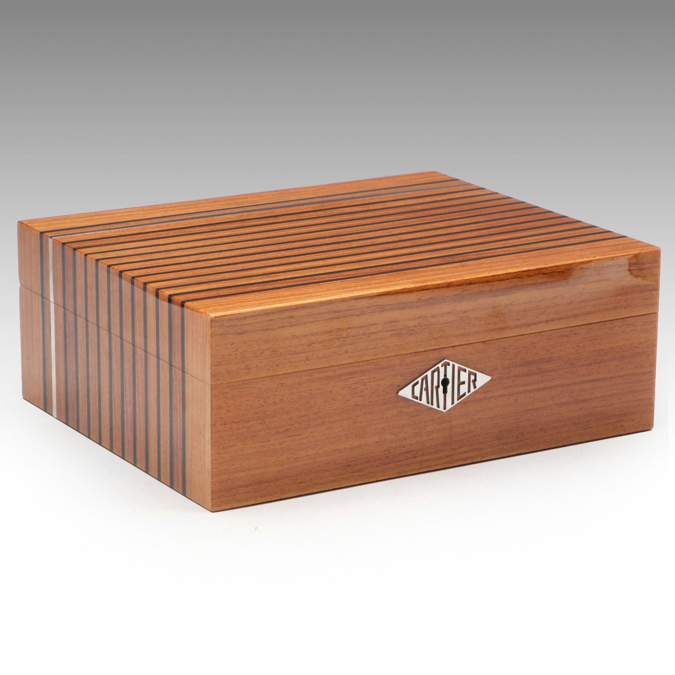 Cartier Striped Wooden Cigar Humidor