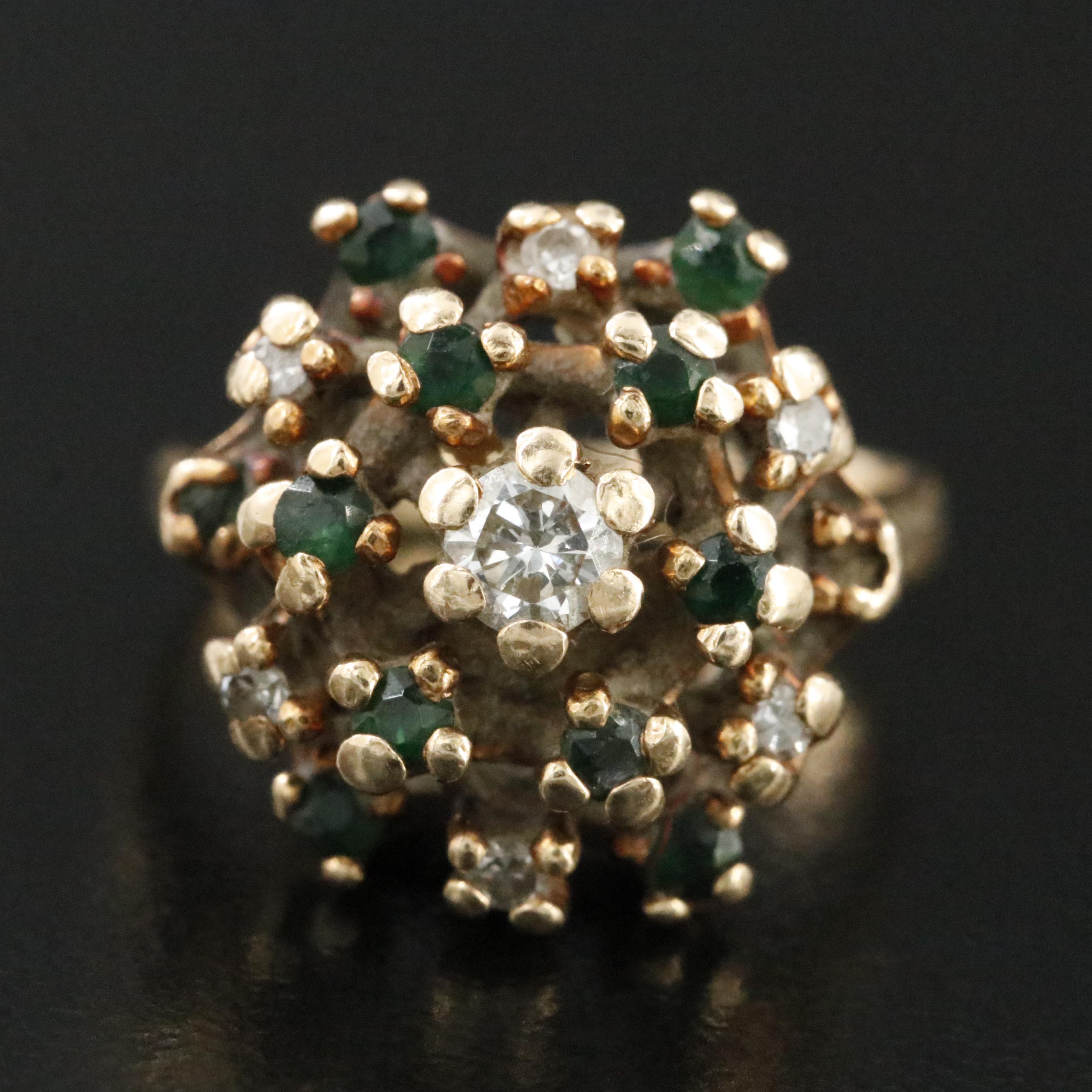 14K 0.22 CTW Diamond and Emerald Ring
