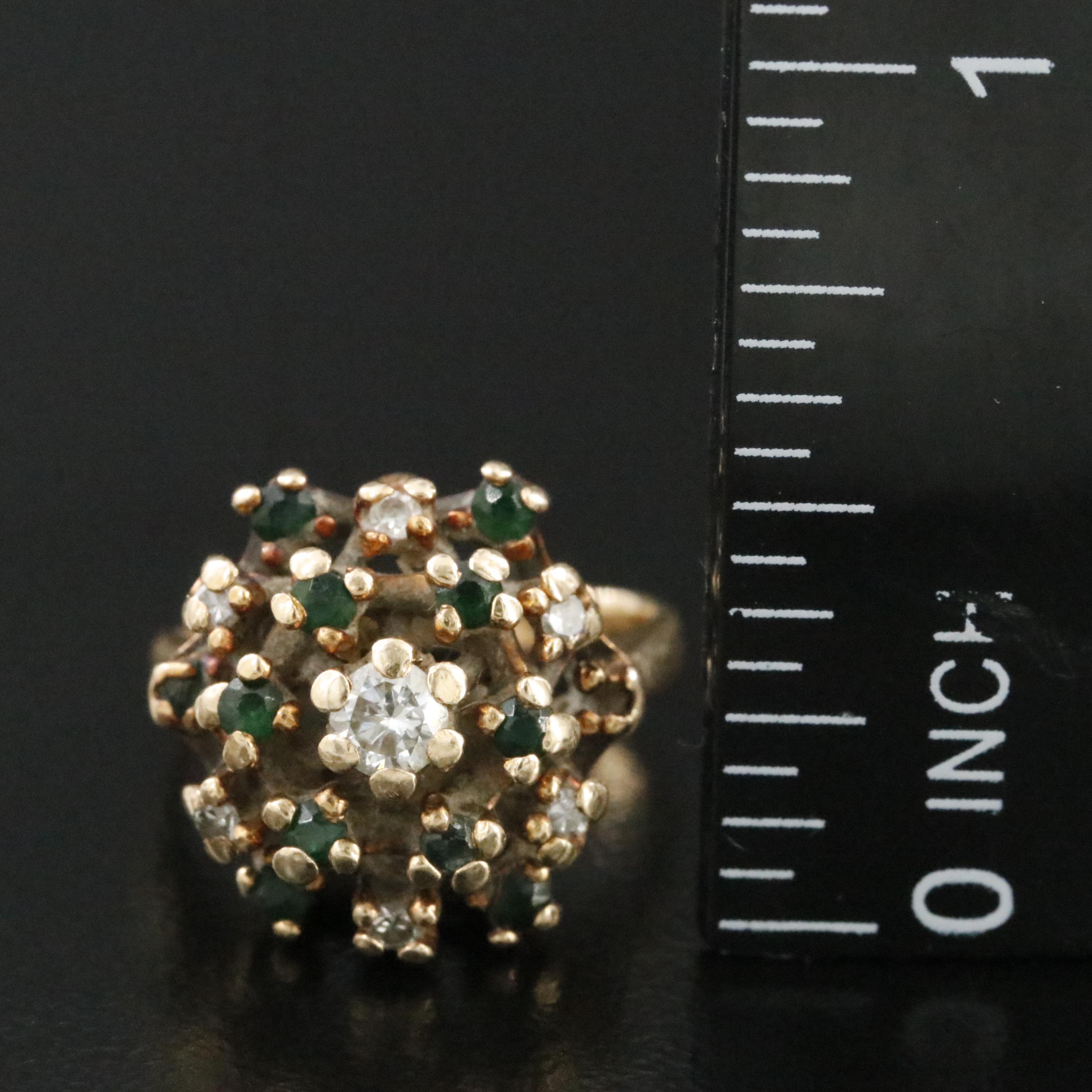 14K 0.22 CTW Diamond and Emerald Ring