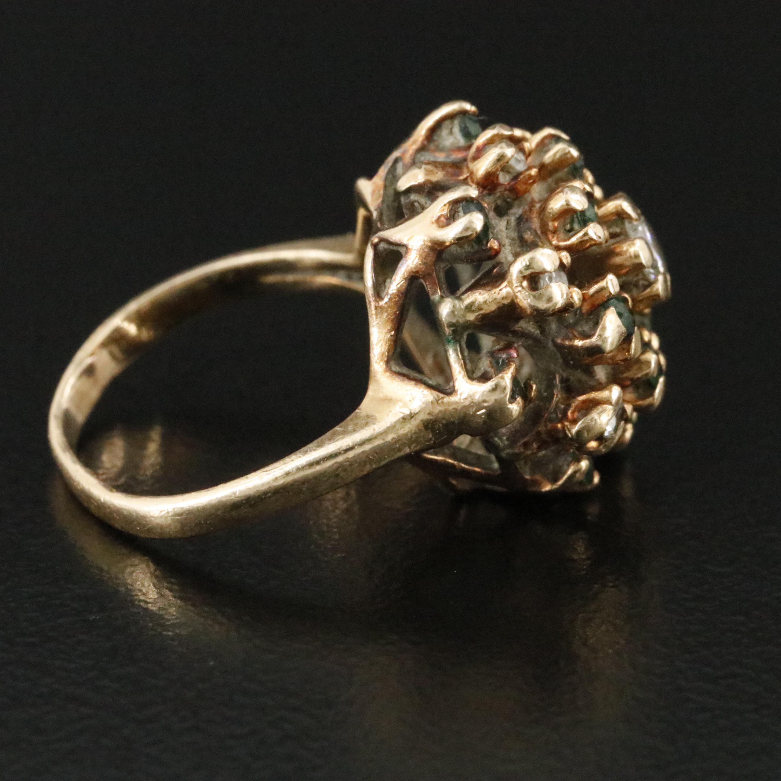 14K 0.22 CTW Diamond and Emerald Ring