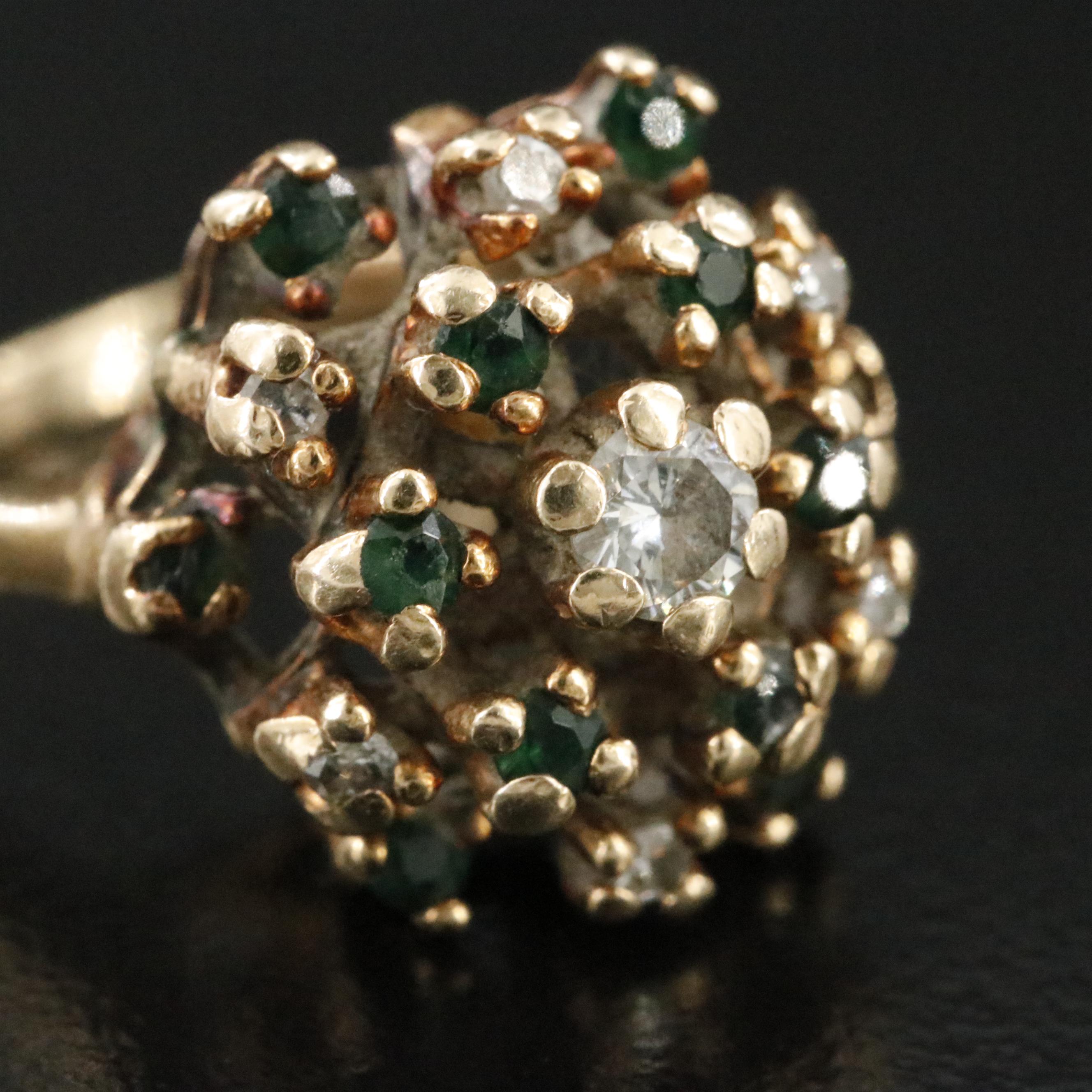 14K 0.22 CTW Diamond and Emerald Ring