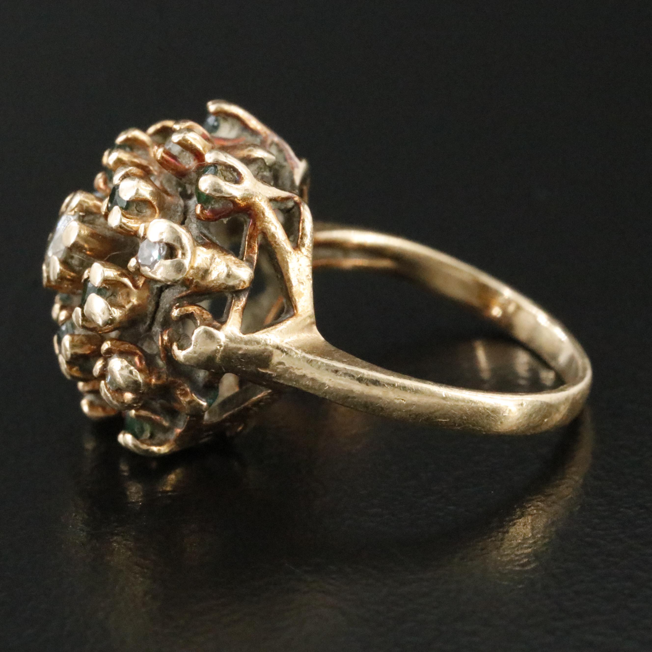 14K 0.22 CTW Diamond and Emerald Ring