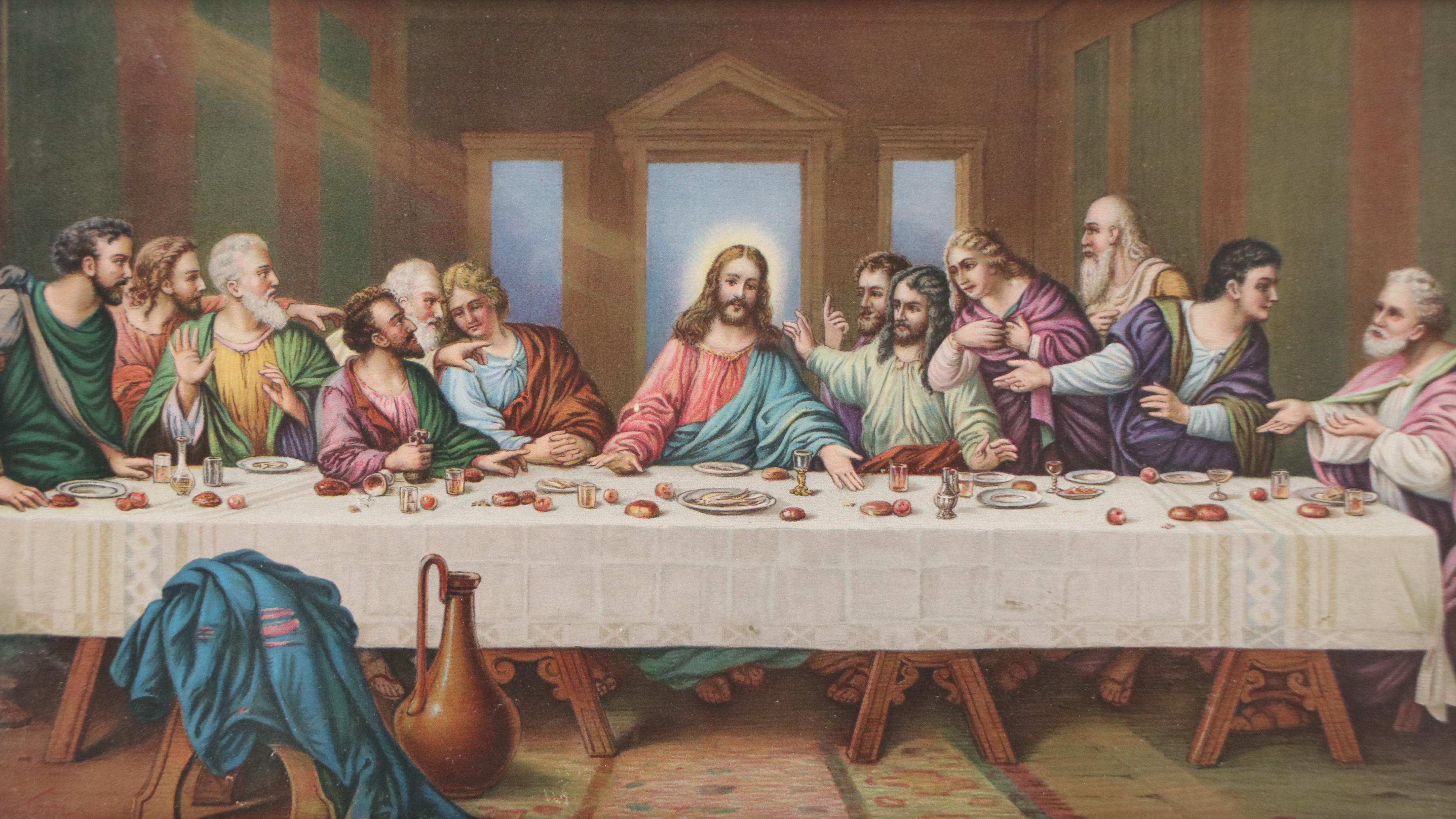 Chromolithograph "The Last Supper" After Hans Zatzka, Late 19th to Early 20th C.