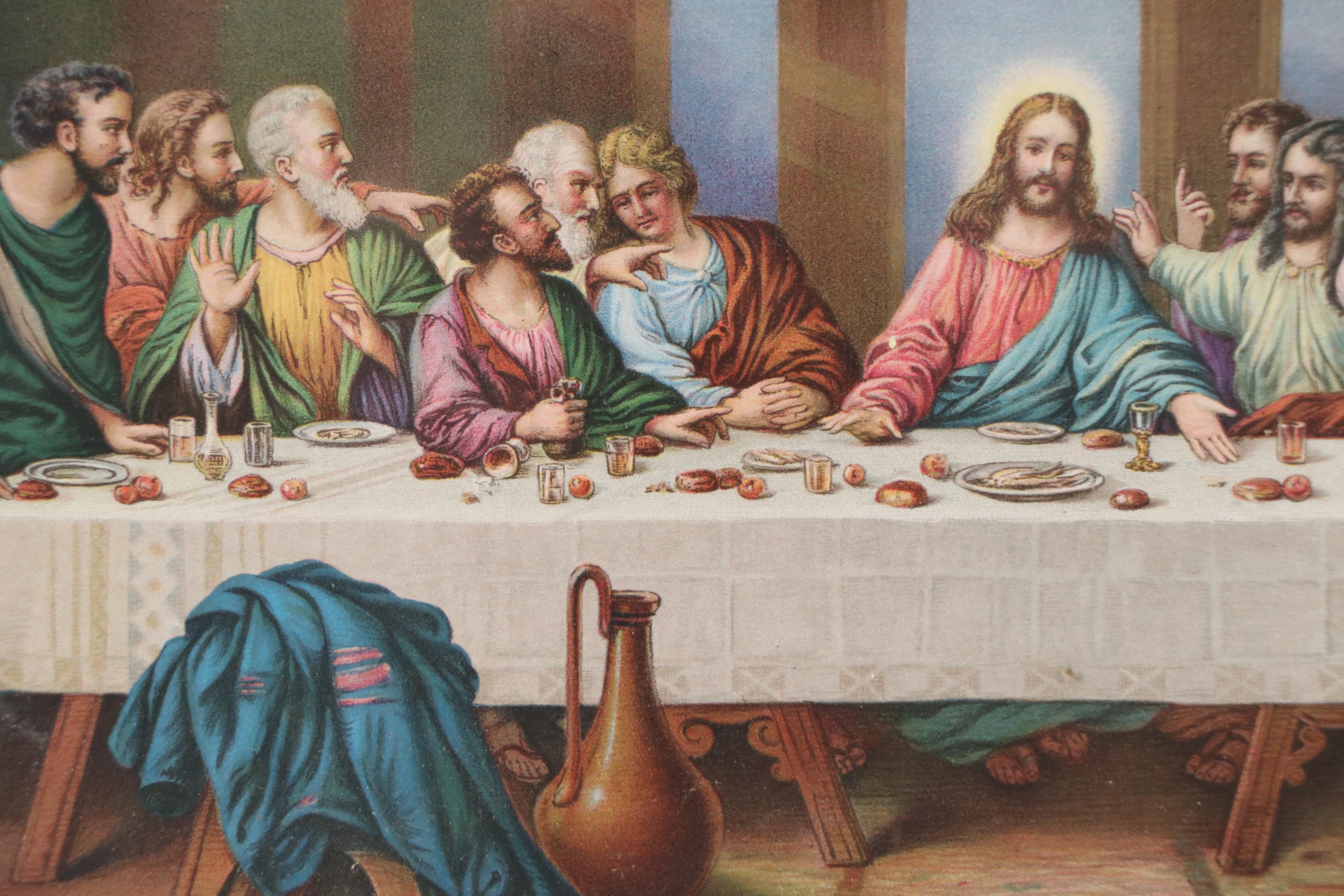 Chromolithograph "The Last Supper" After Hans Zatzka, Late 19th to Early 20th C.