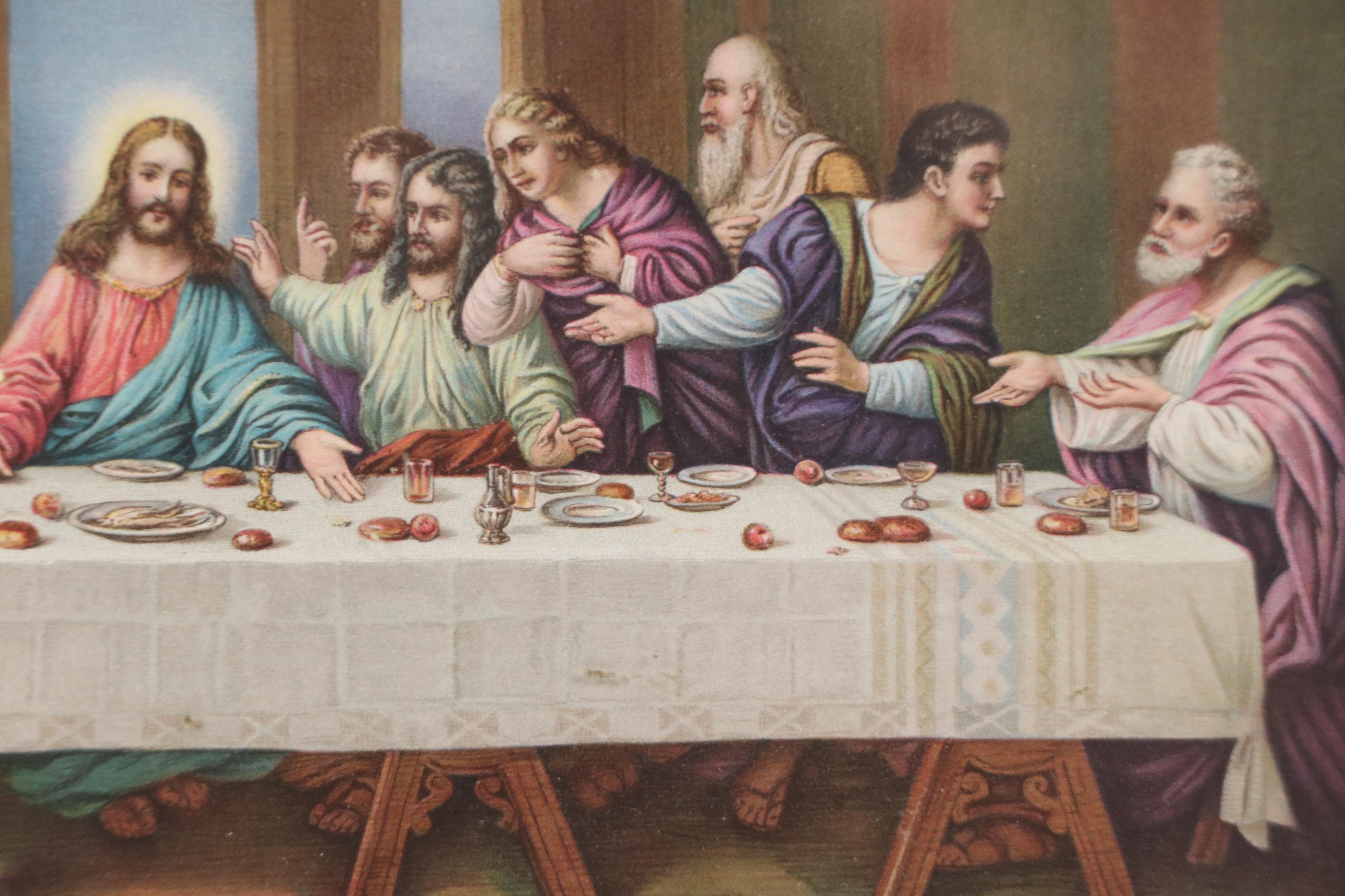 Chromolithograph "The Last Supper" After Hans Zatzka, Late 19th to Early 20th C.