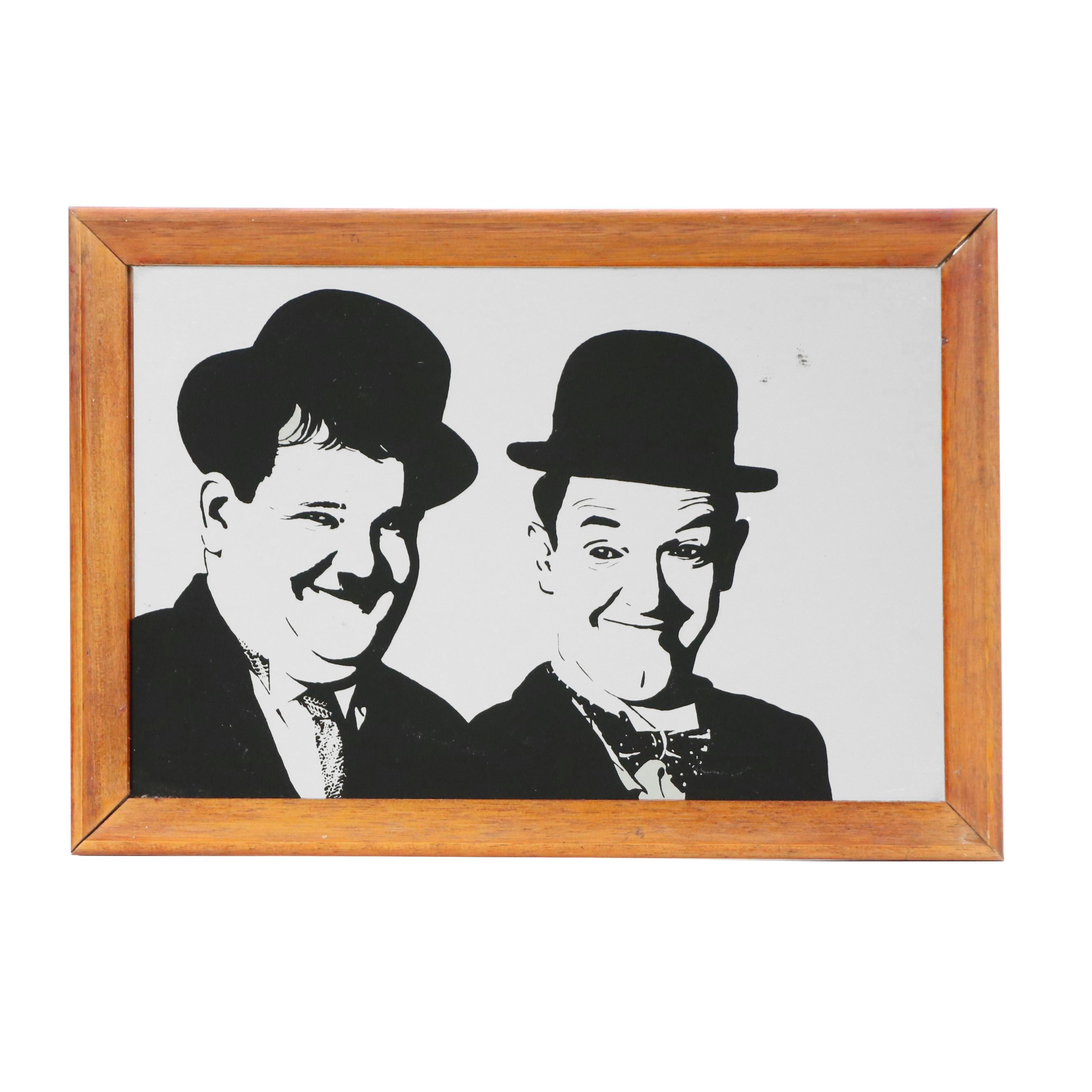 Laurel & Hardy Serigraph Print on Mirror