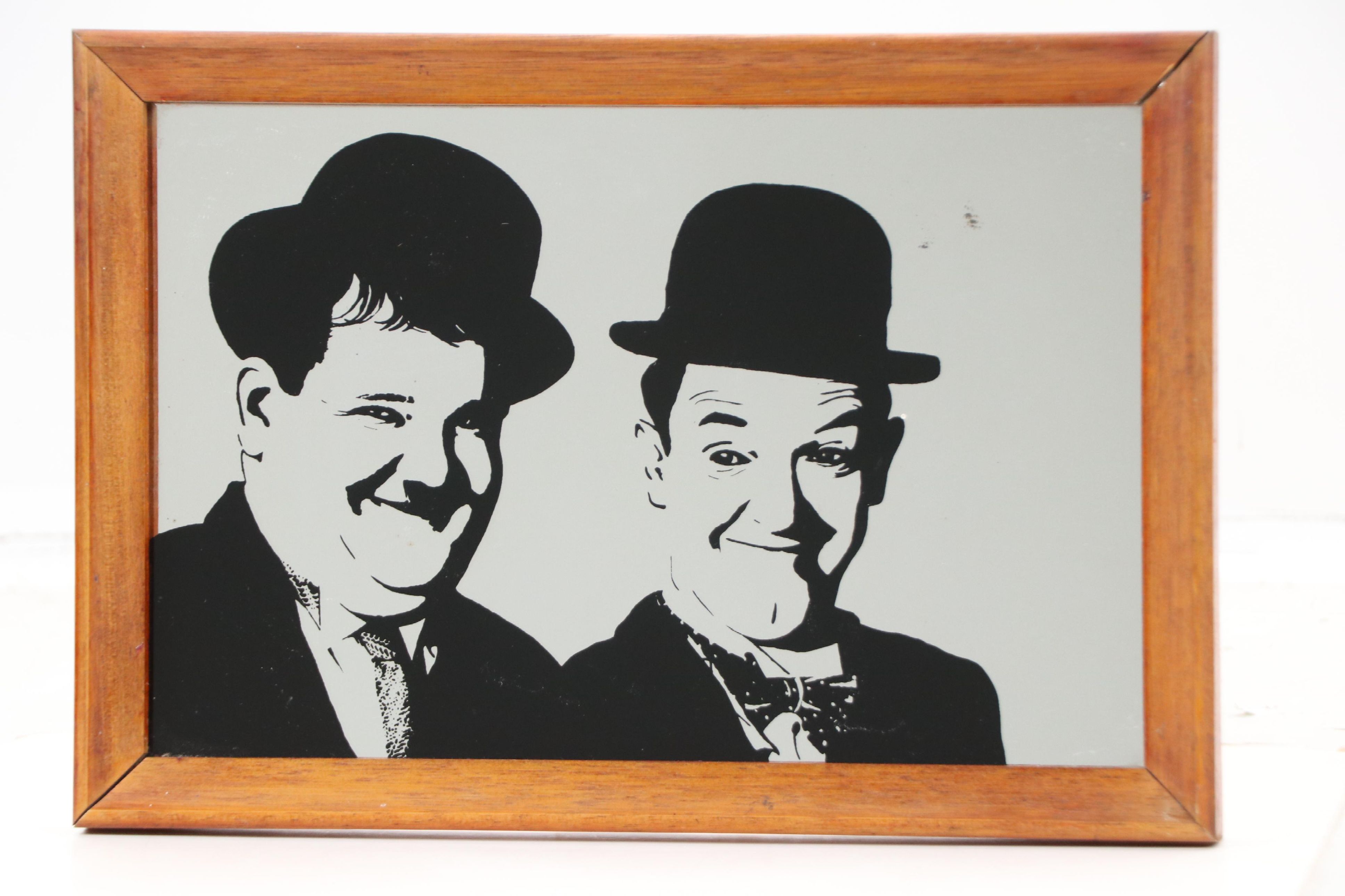 Laurel & Hardy Serigraph Print on Mirror