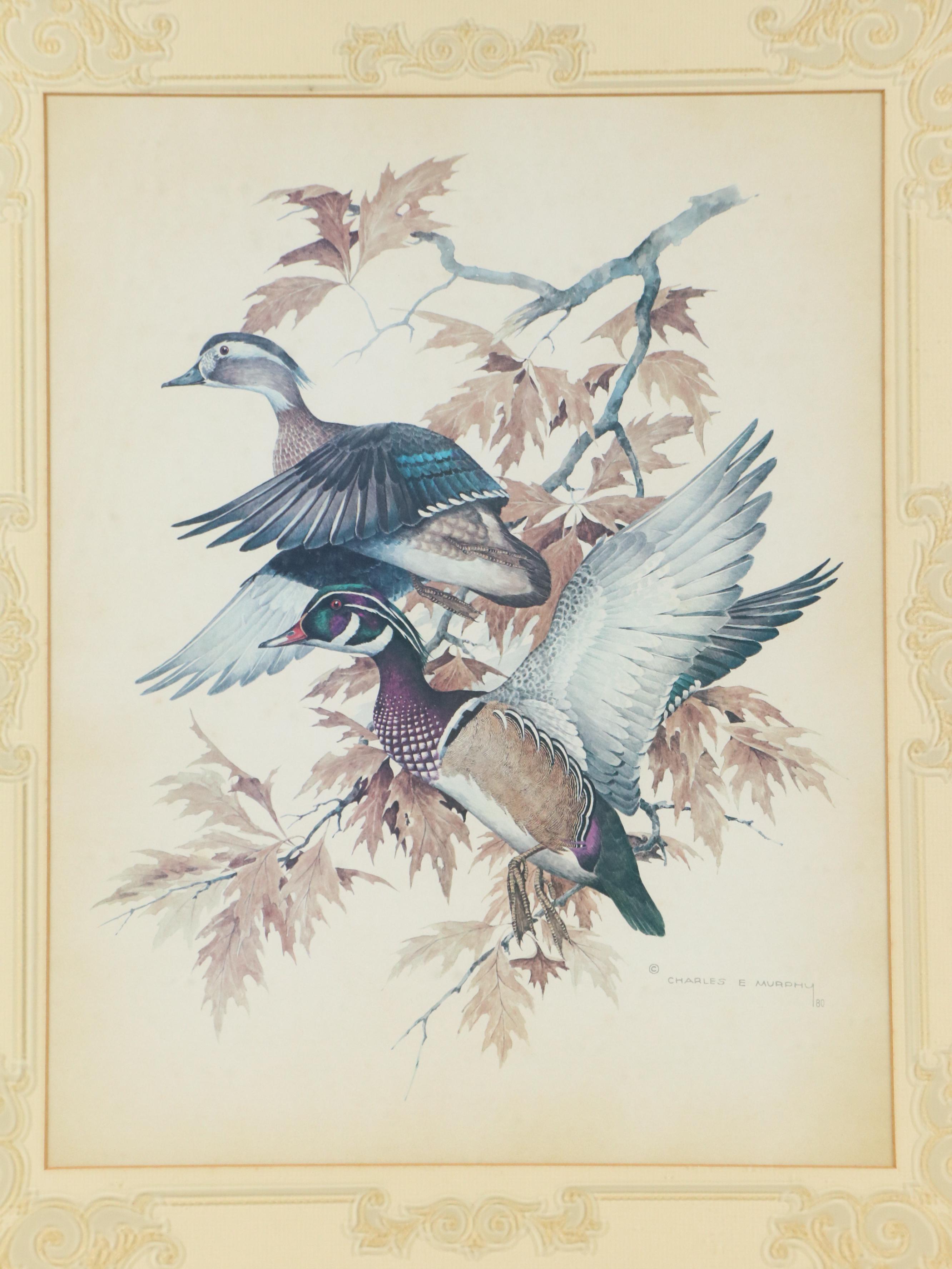 Offset Lithograph After Charles E. Murphy "Wood Ducks in the Oaks," 1980s
