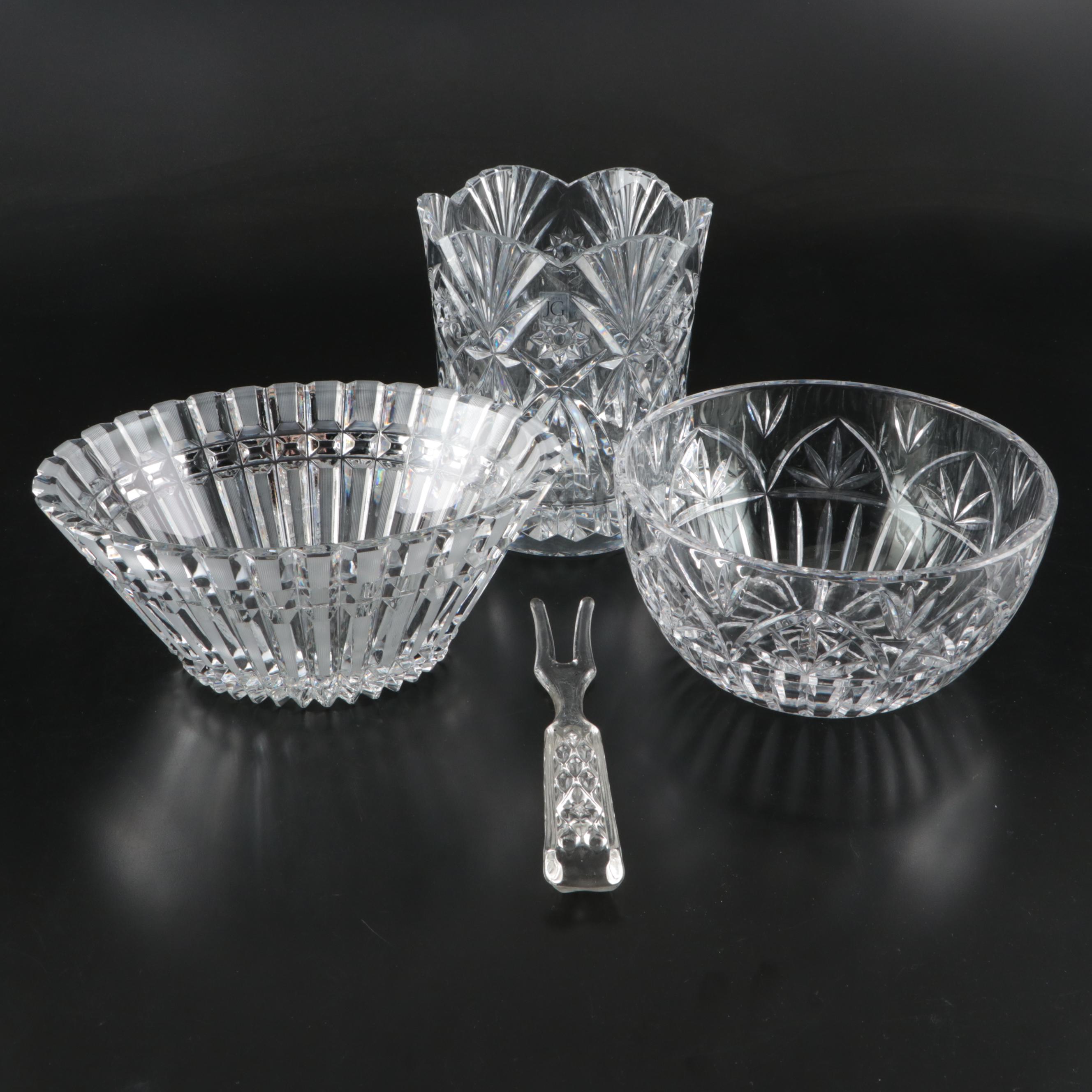 Cristal Durand and Other Crystal Bowls with Glass Salad Server