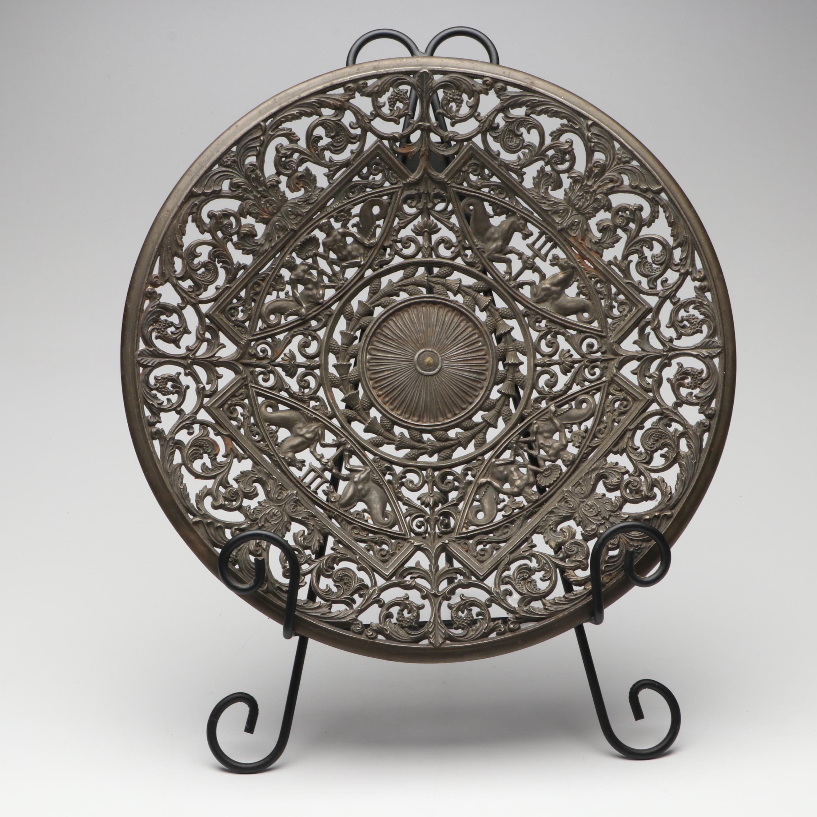 Indian Engraved Brass Vases with Other Chargers and Plaque