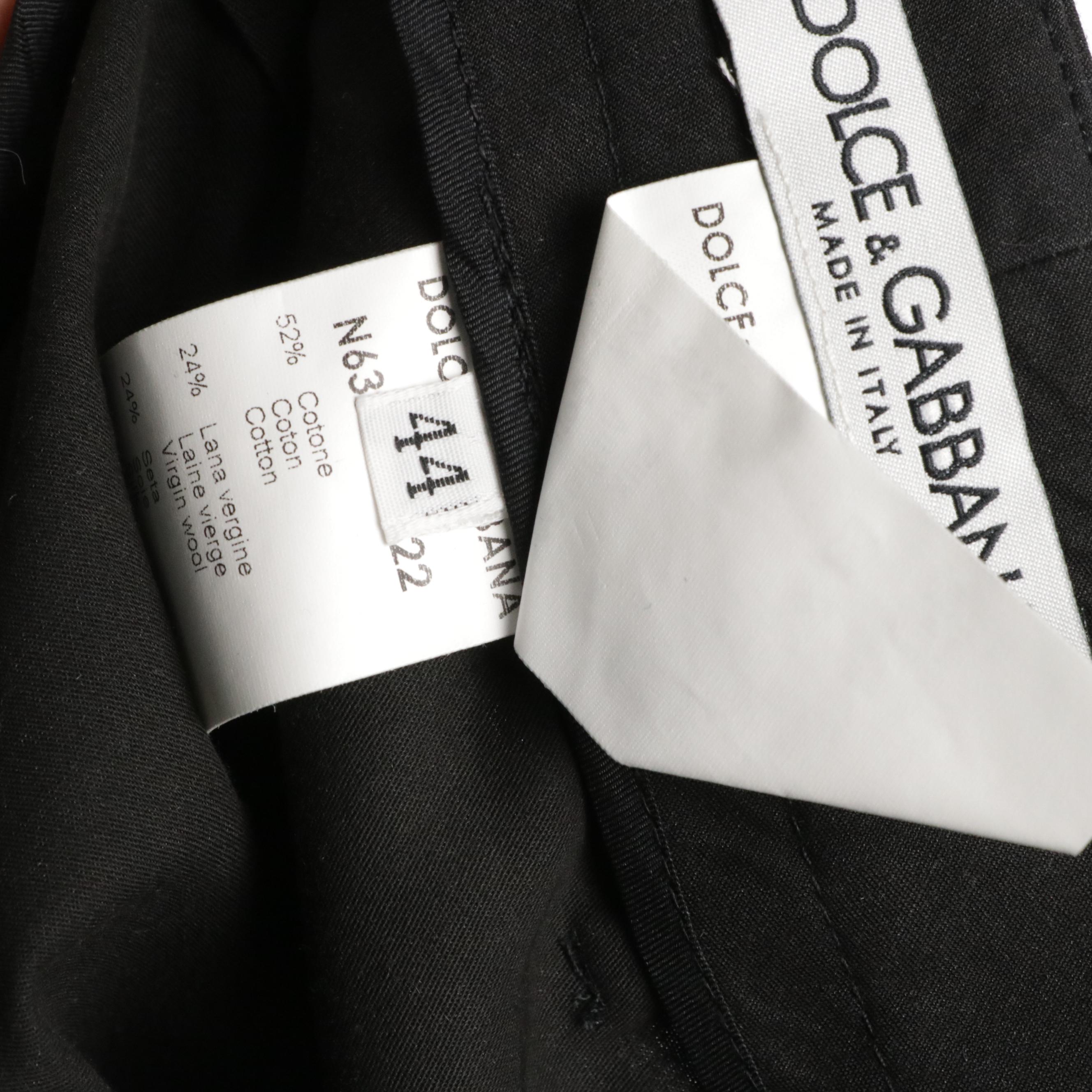 Dolce & Gabbana Leopard Print Silk Stretch Skirt and Black Wool Blend Capri Pant