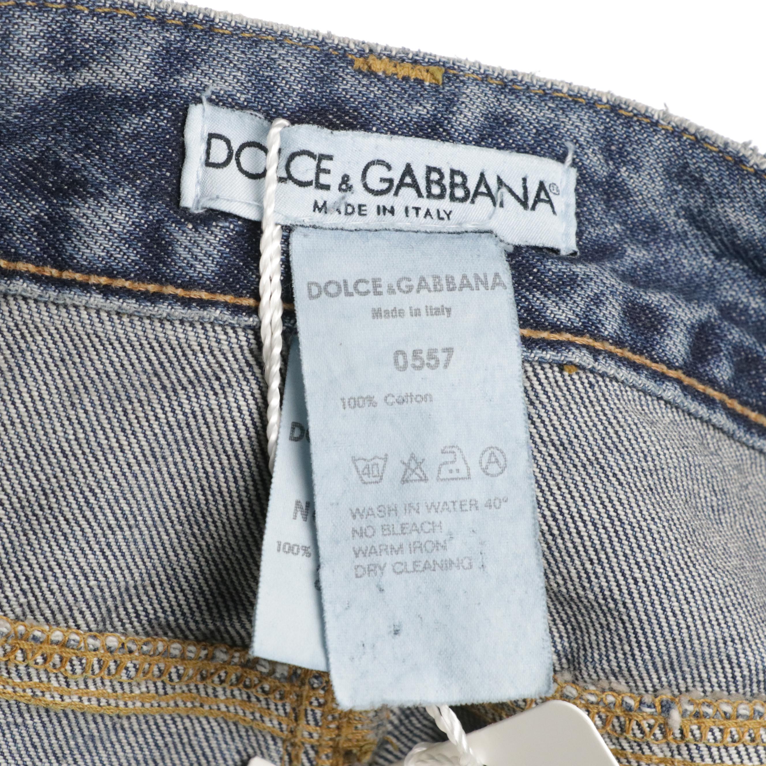 Dolce & Gabbana Blue Denim Jeans with Wool and Silk Blend Cropped Trousers