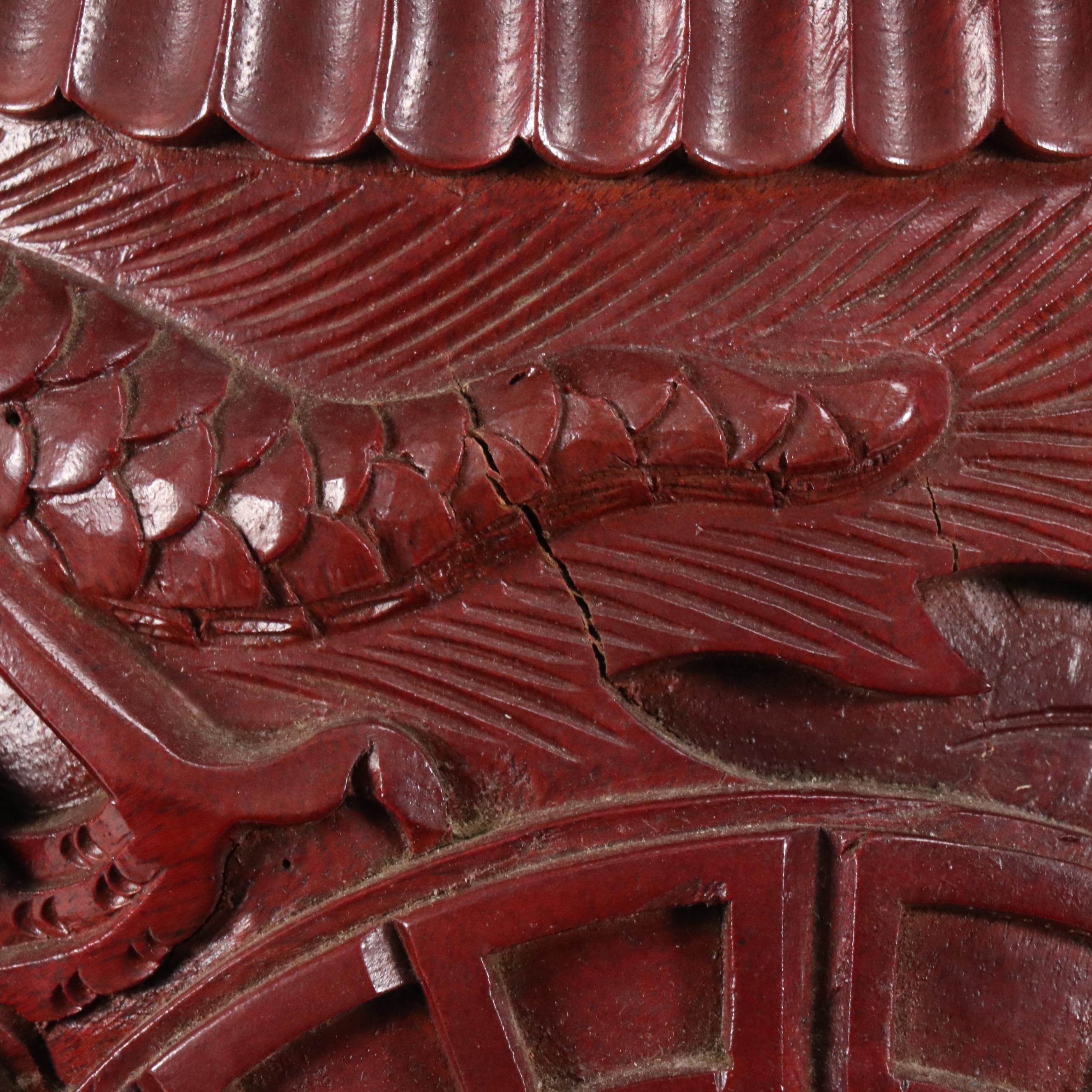 Chinese Style Red Dragon Lacquered Wood Jar